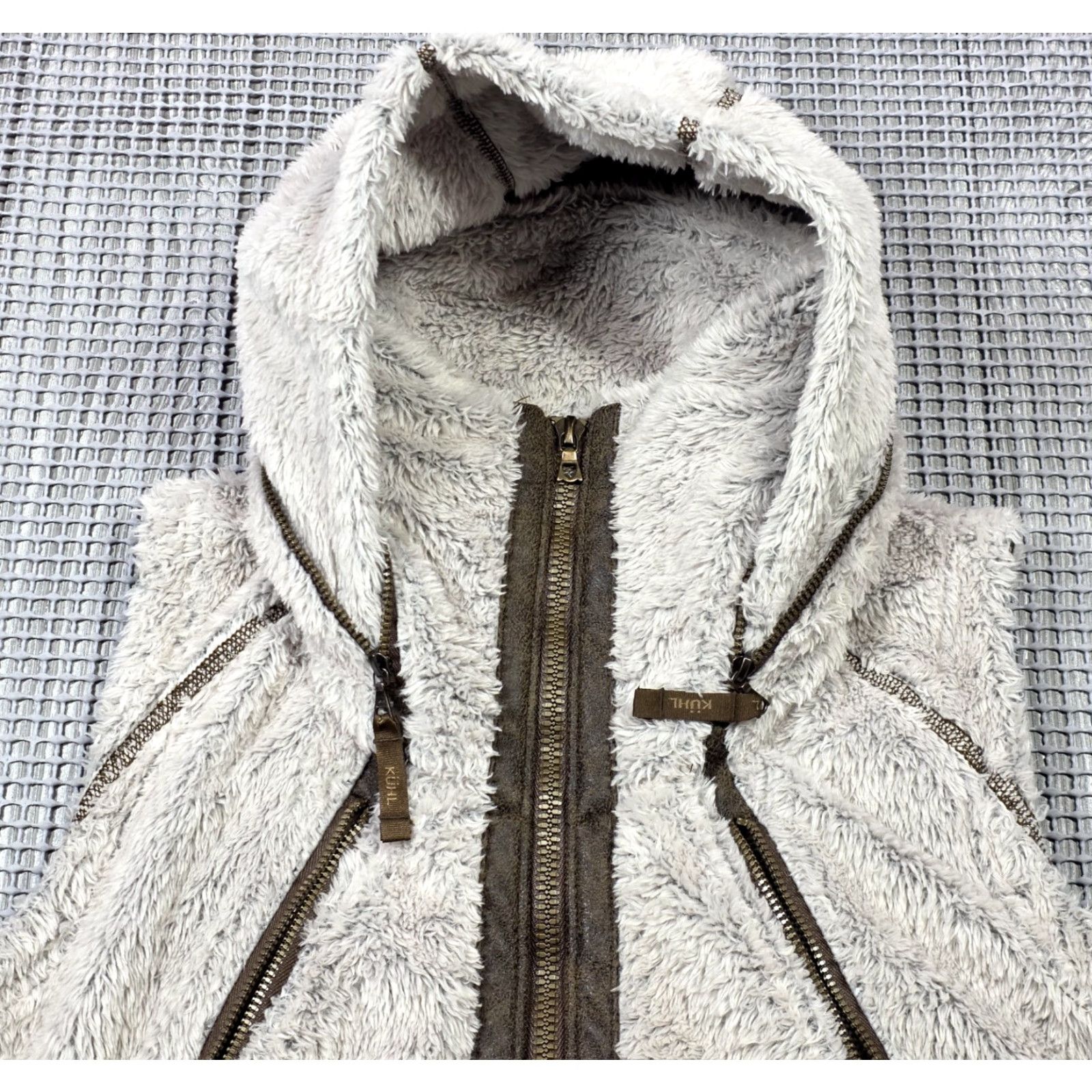 Vintage Kuhl Vest Womens Flight S High Pile Fleece Faux Fur Hooded Full Zip Beige Port Port Size S / US 4 / IT 40 - 7 Thumbnail