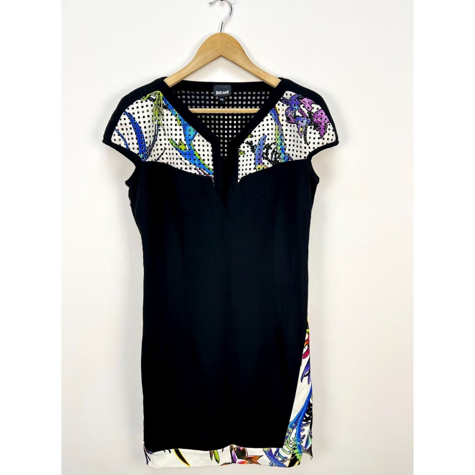 Just Cavalli Just Cavalli Black Crepe Mini Dress Sleeveless Perforated Detail IT46 L Designer Dress Women Size L / US 10 / IT 46 - 2 Thumbnail