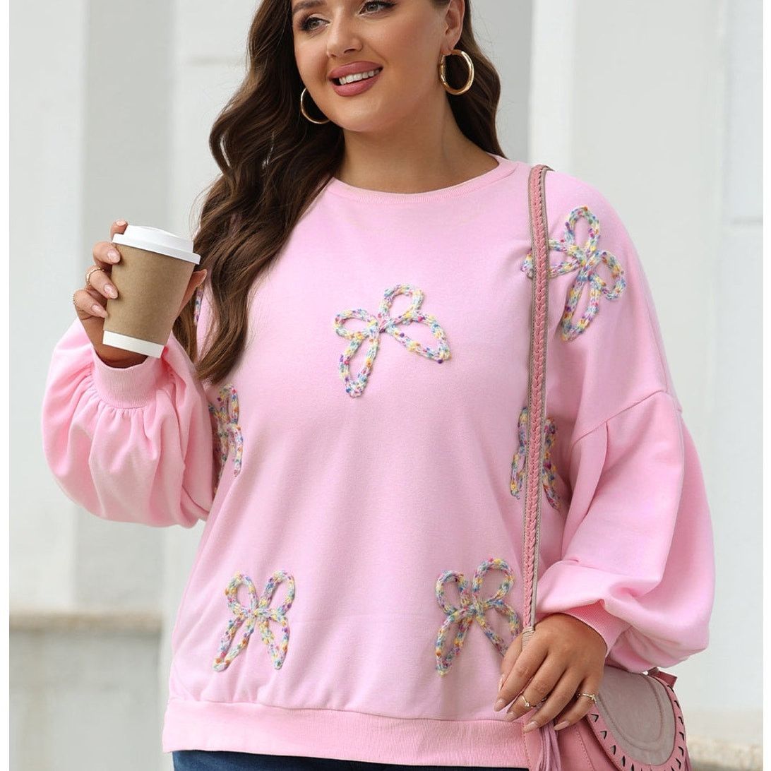 Other Embroidered Bow Lantern Sleeve Oversized Pullover Sweatshirt Size M / US 6-8 / IT 42-44 - 1 Thumbnail