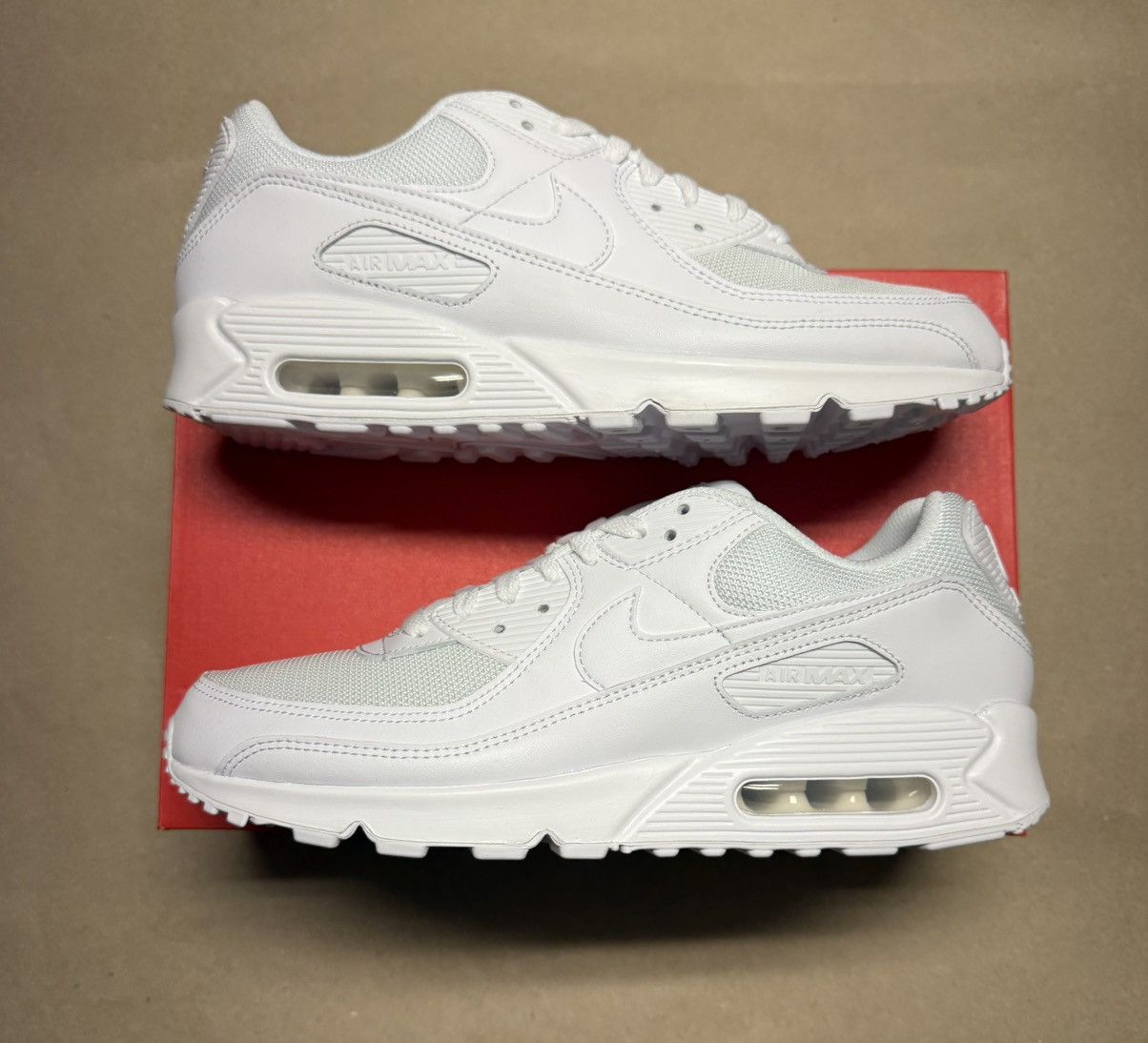 Nike Nike Air Max 90 Triple White Mens size 11 Running Shoes NEW! Size US 11 / EU 44 - 1 Thumbnail