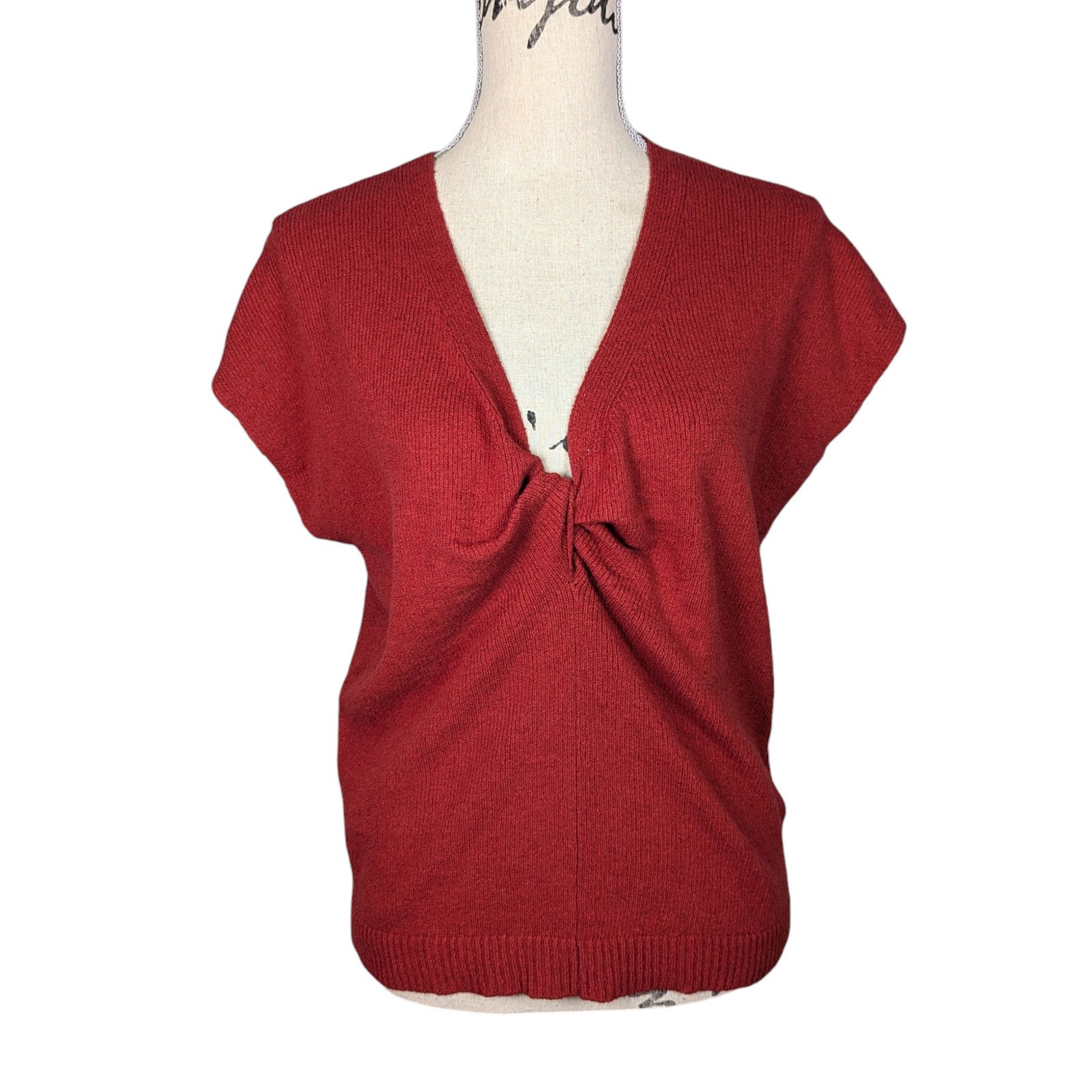 Joie Joie Alenah Twist Front Knit Sweater Rust Red Pullover Size L / US 10 / IT 46 - 1 Thumbnail
