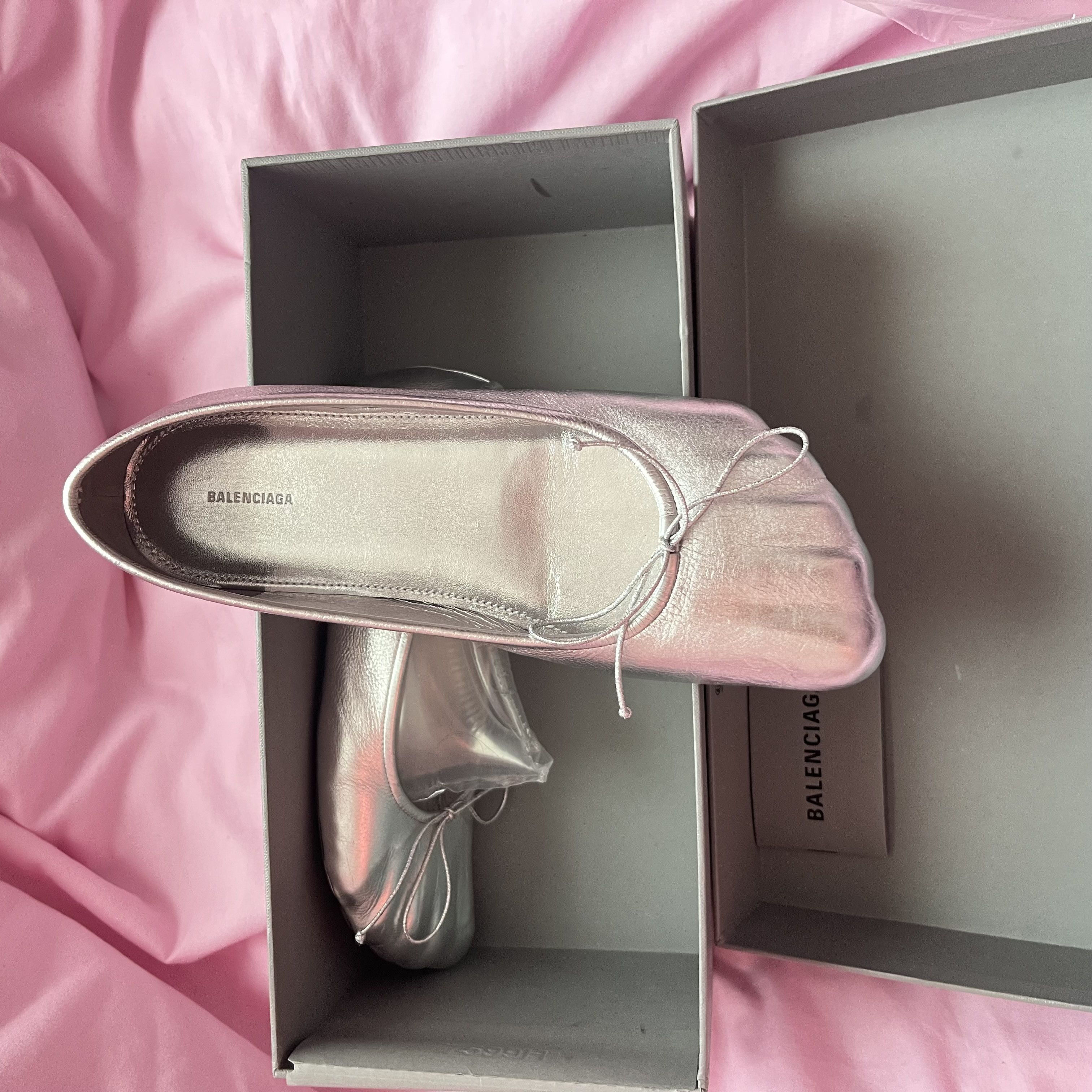 balenciaga silver anatomical flats