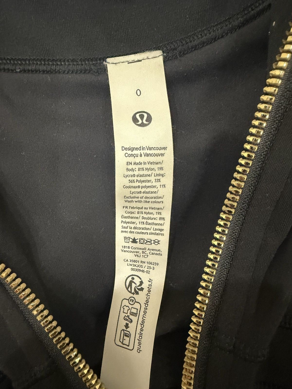 Lululemon Lululemon Define Jacket (Full Length)black/ gold zipper Size XS / US 0-2 / IT 36-38 - 3 Thumbnail