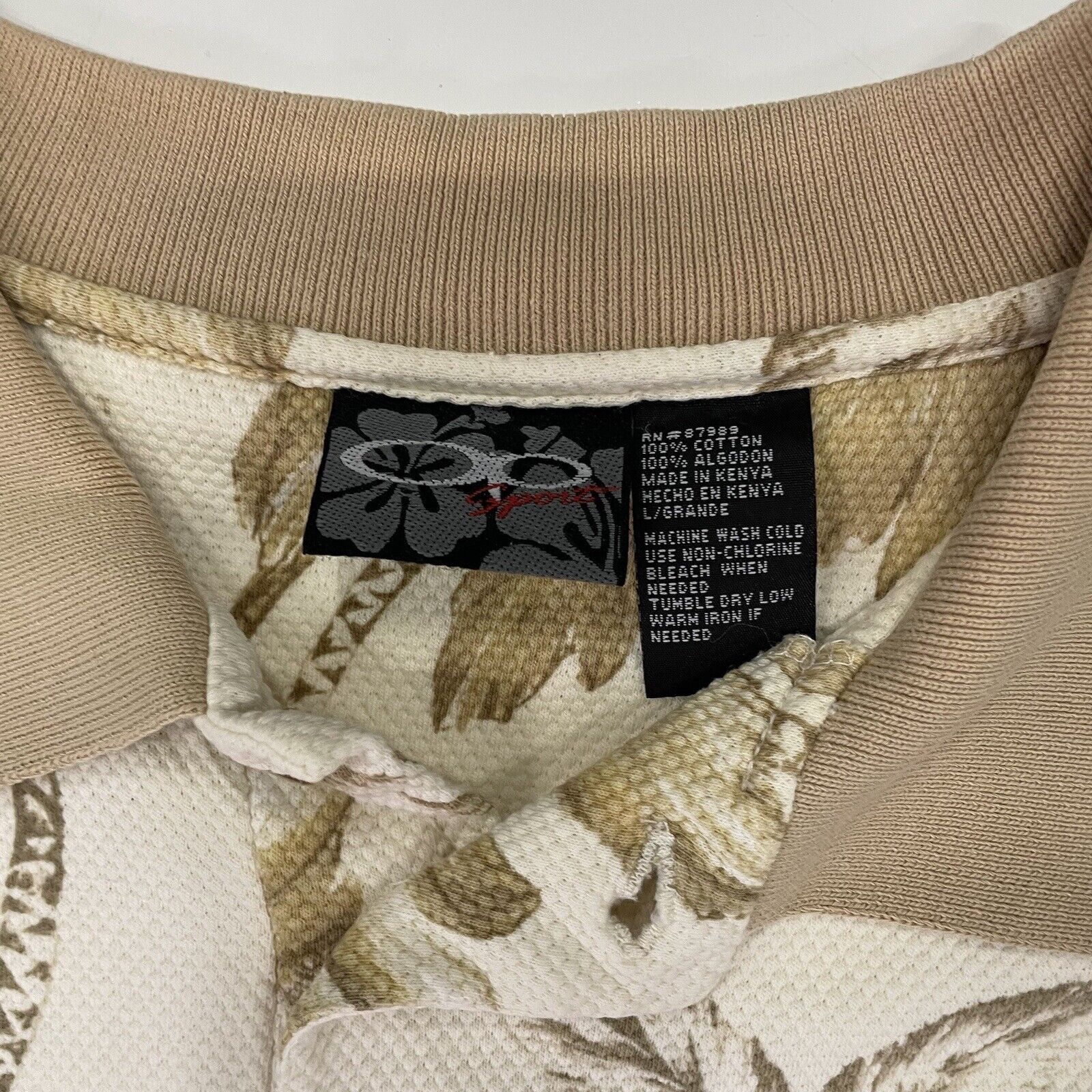 Ocean Pacific OP Ocean Pacific Sunwear Hawaiian Polo Shirt Beige Palm Sz L Size US L / EU 52-54 / 3 - 3 Thumbnail