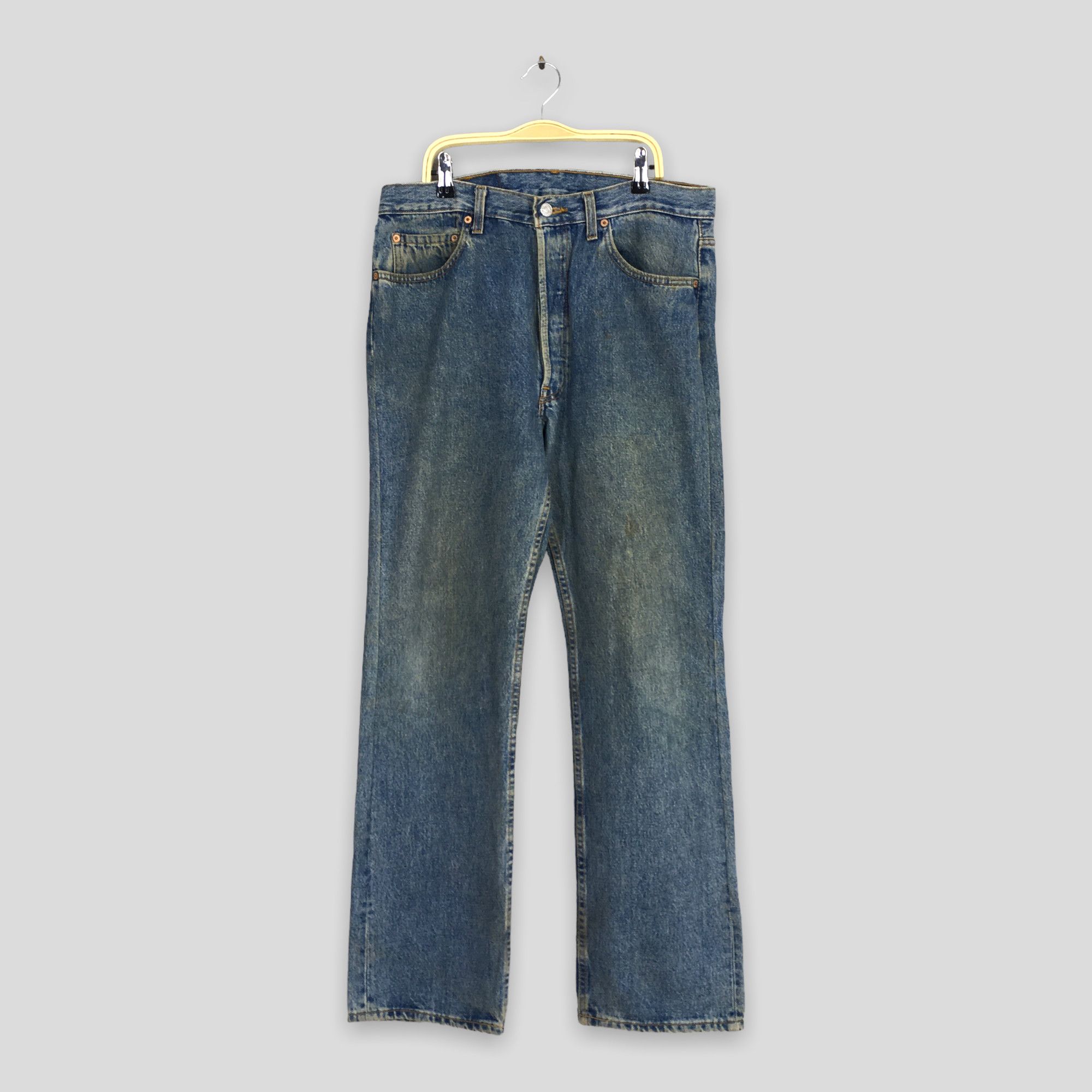 image of Distressed Denim x Levis Size 32X30 Vintage 90's Levi's 501 Distressed Faded Jeans in Blue, Men's