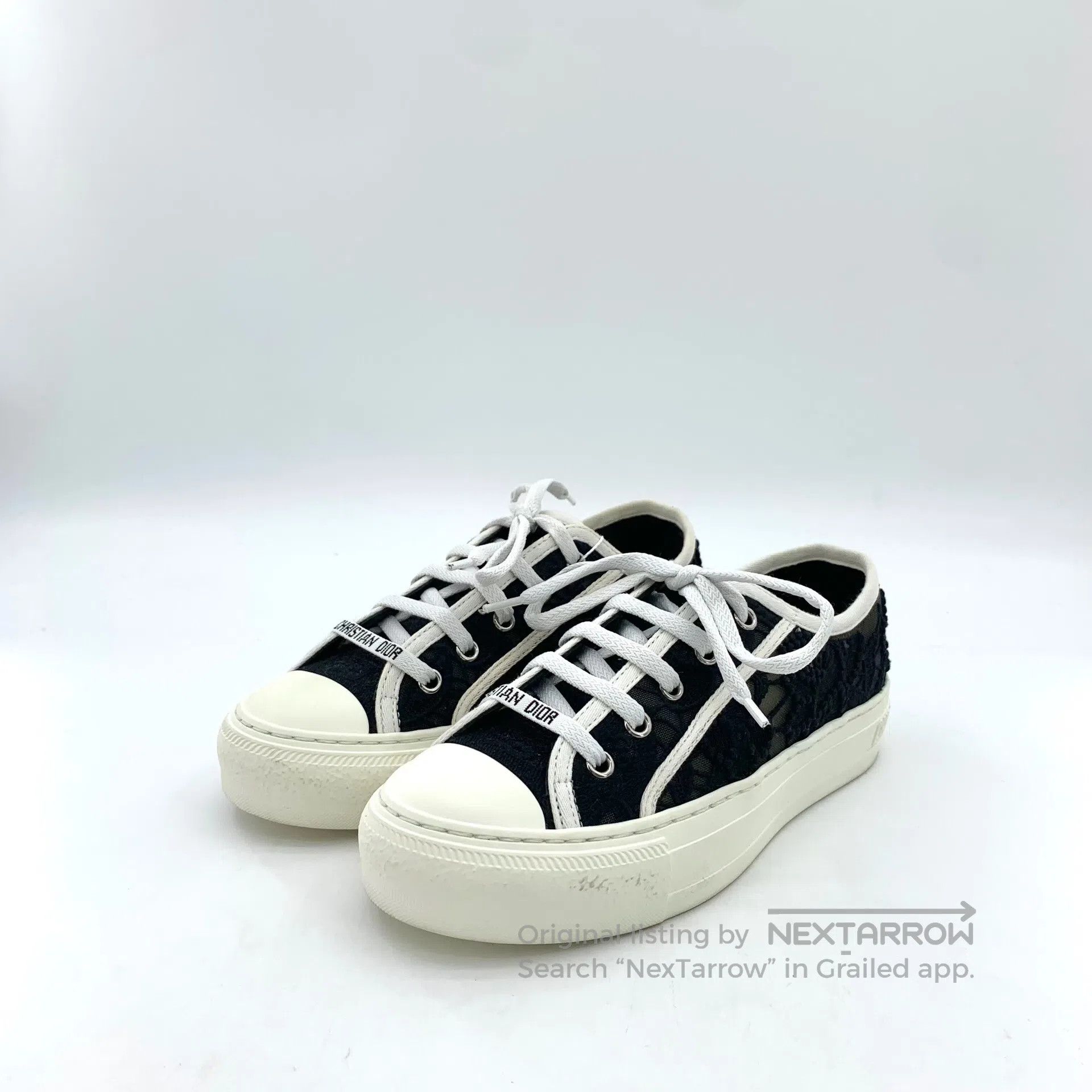 Dior Dior Black Floral Embroidered Laced Casual Flat Sneakers| Size US 5 / IT 35 - 1 Thumbnail