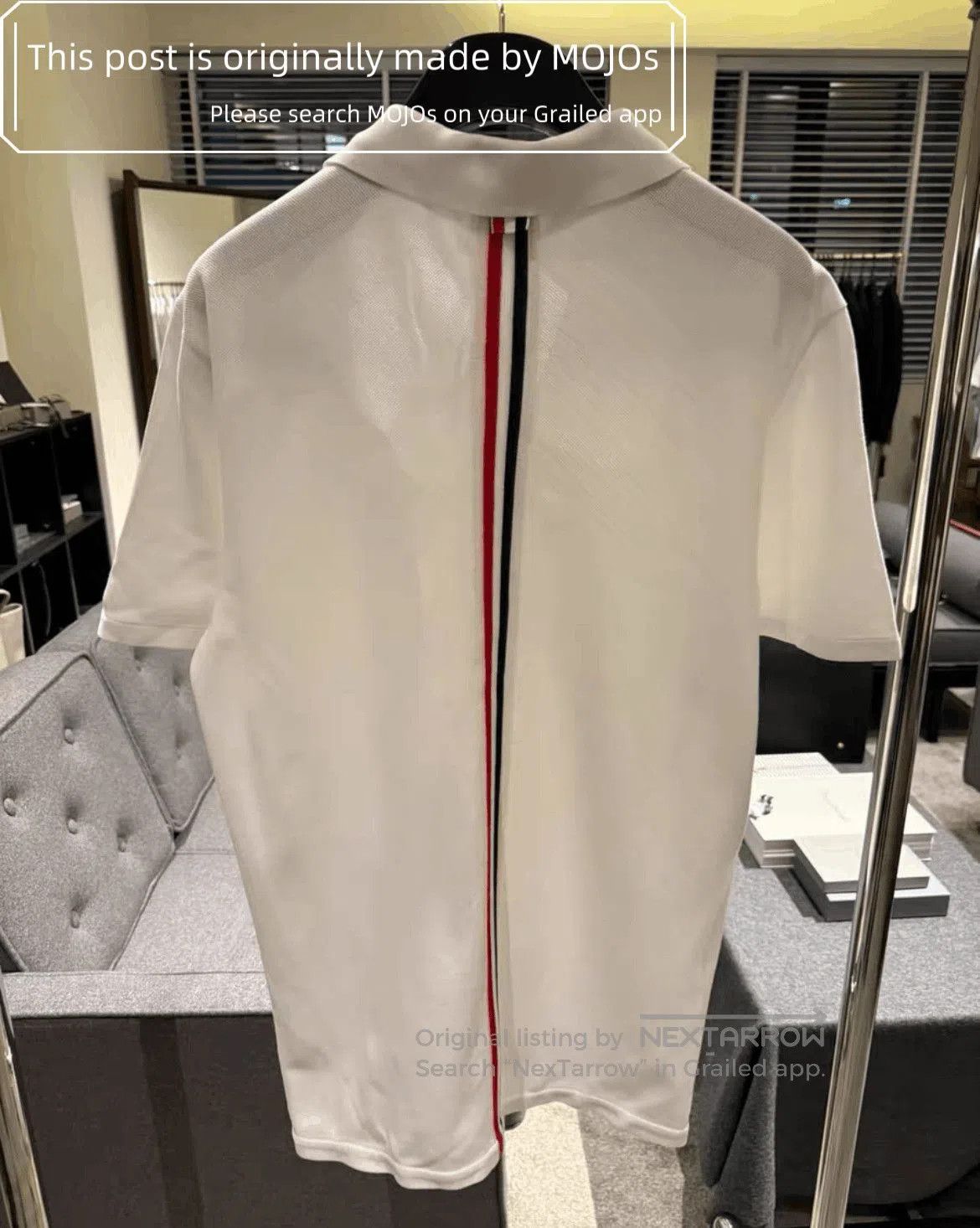 Thom Browne Sz 4 Thom Browne Back Triple Stripe White Polo. Size US XL / EU 56 / 4 - 2 Thumbnail