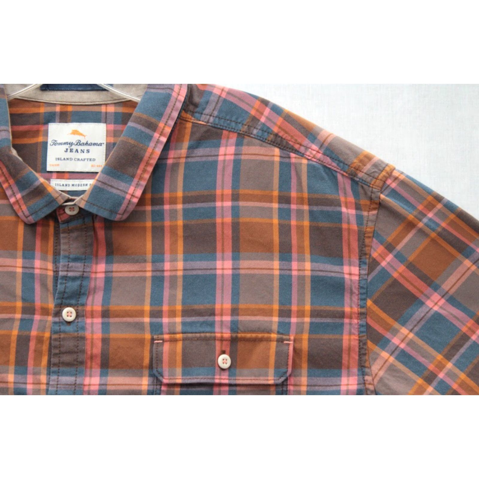 Tommy Bahama Tommy Bahama Jeans Island Craft Shirt Men's XXL Orange Plaid Modern Fit Button-Up Shirt Size US XXL / EU 58 / 5 - 2 Thumbnail