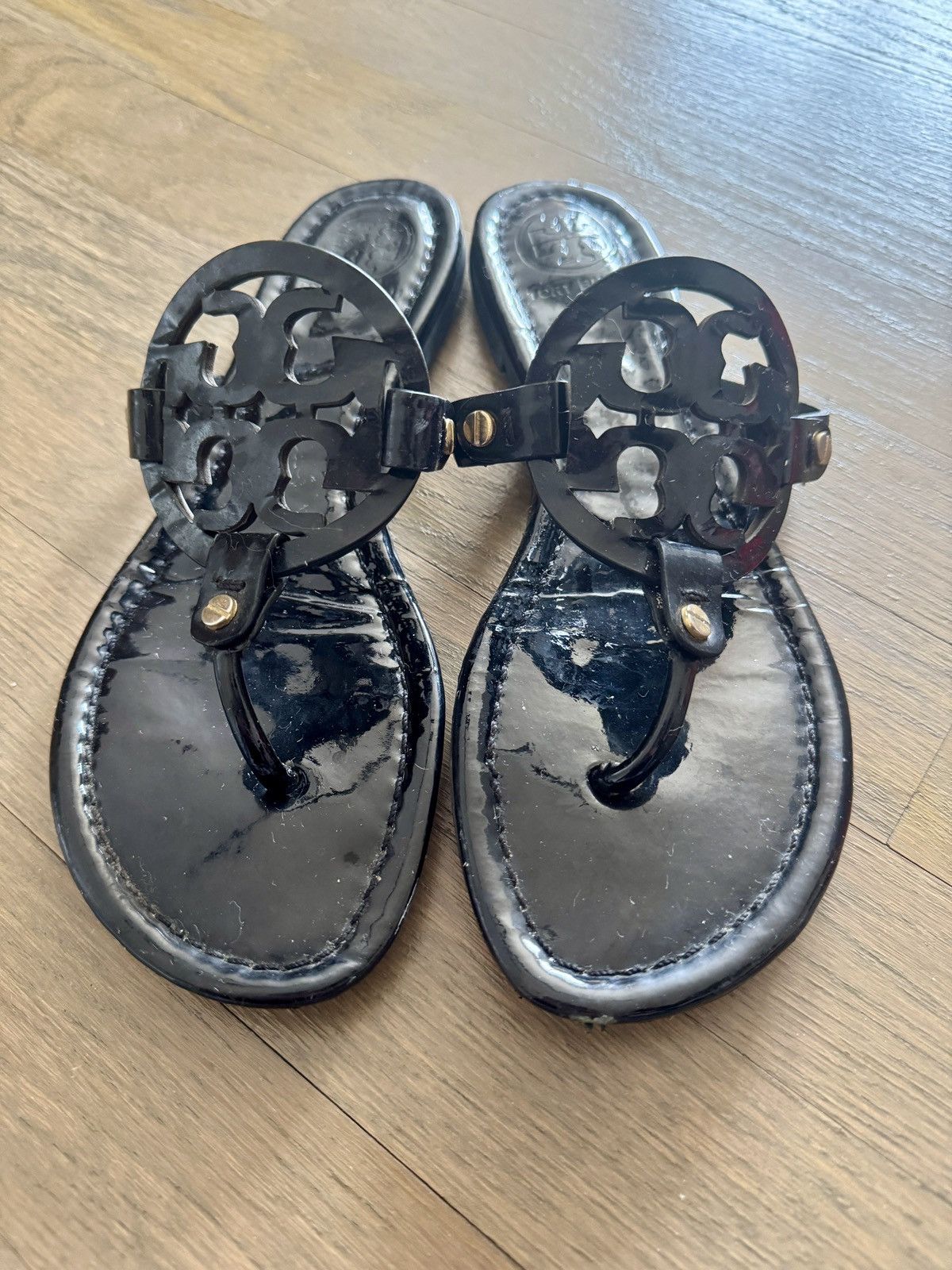 Tory Burch Tory Burch Authentic Miller Sandals Black Patent Leather 7.5 Size US 7.5 / IT 37.5 - 2 Thumbnail