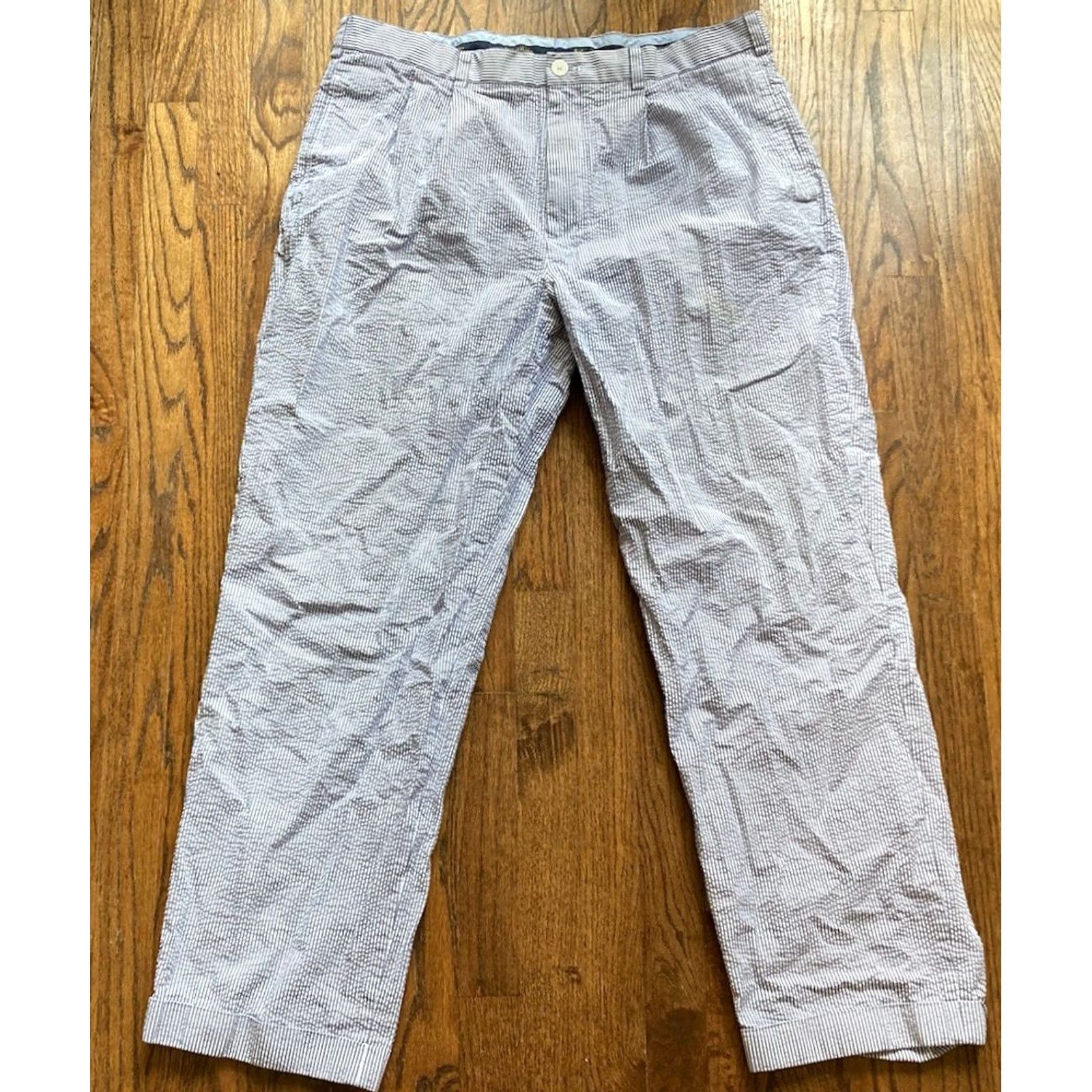 Brooks Brothers Brooks Brothers Pants Mens 40 Blue Seersucker Size 40x32 fits 38x31 Elliot Cotton Size US 40 / EU 56 - 2 Thumbnail