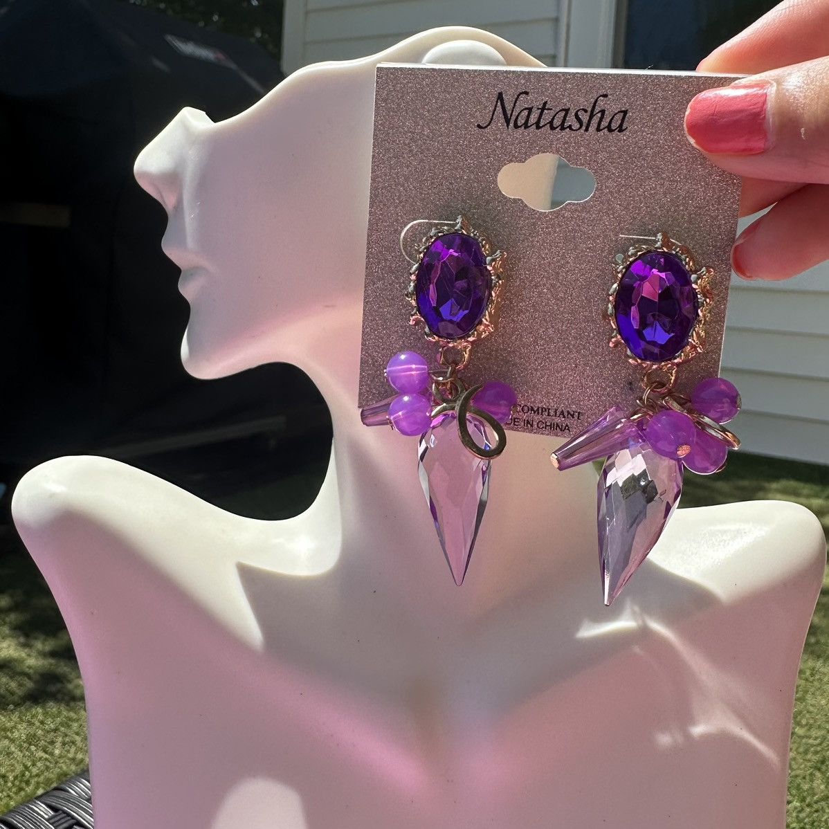 Designer Natasha gold tone Lightweight purple Crystal Size ONE SIZE - 1 Thumbnail
