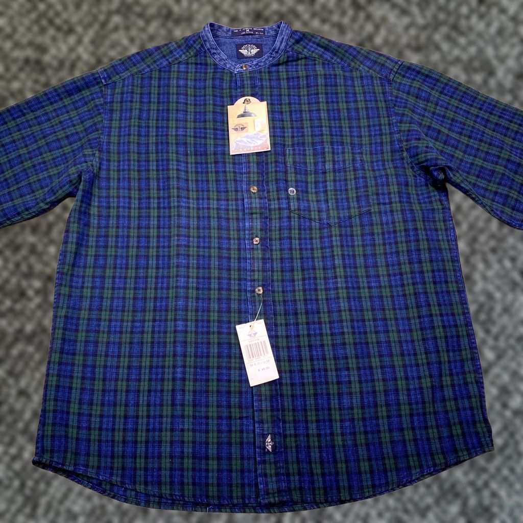 Dockers VINTAGE Dockers Shirt Mens M Green Plaid Button-Up Band Collar Knit Cotton Long Sleeve Victory Classic Size US M / EU 48-50 / 2 - 1 Thumbnail