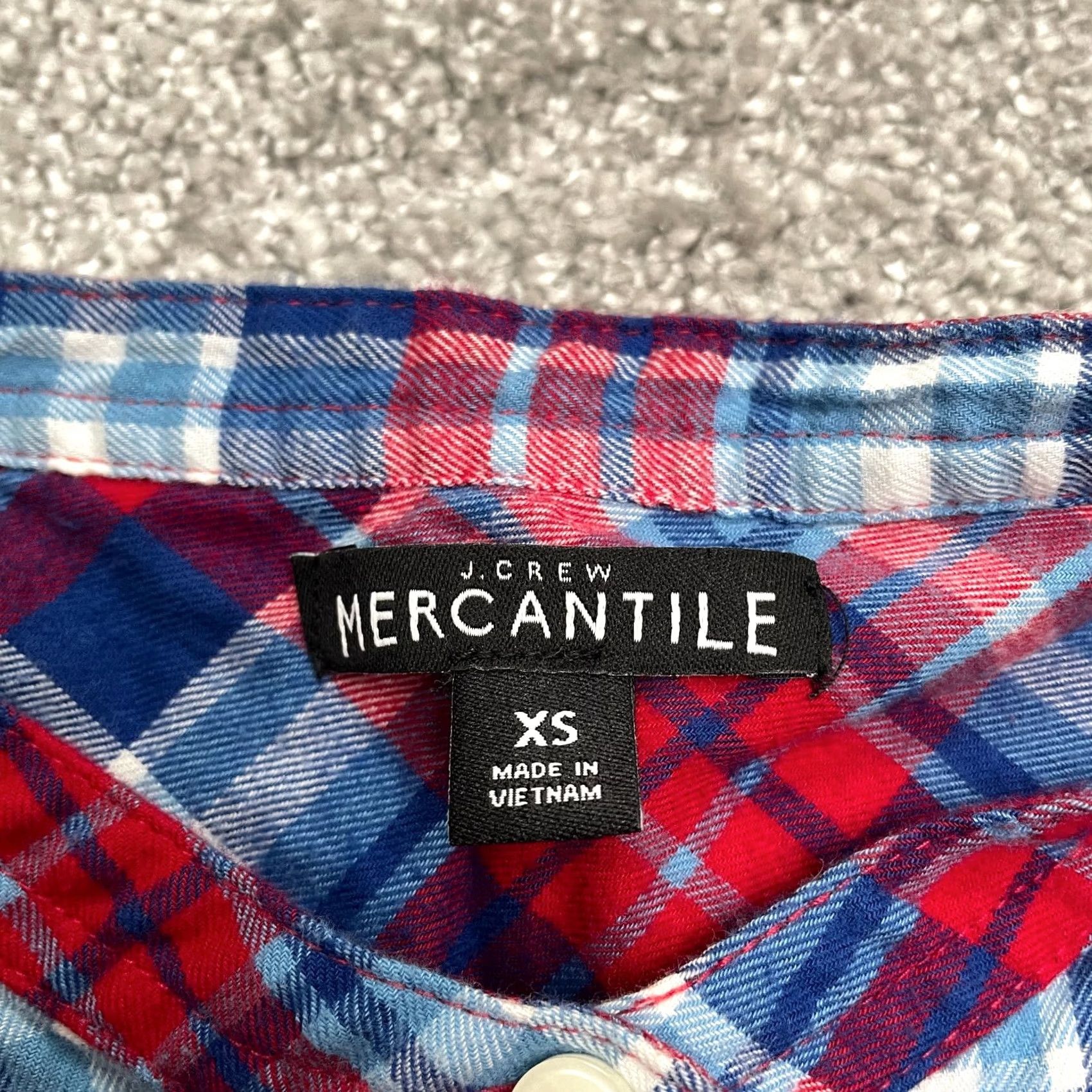 J.Crew J.CREW Button-Up Shirt Womens XS Gray Plaid Flannel Ruffle Half Button Up Shirts Womens XS Multi-Color Pattern Casual Top Size XS / US 0-2 / IT 36-38 - 5 Thumbnail
