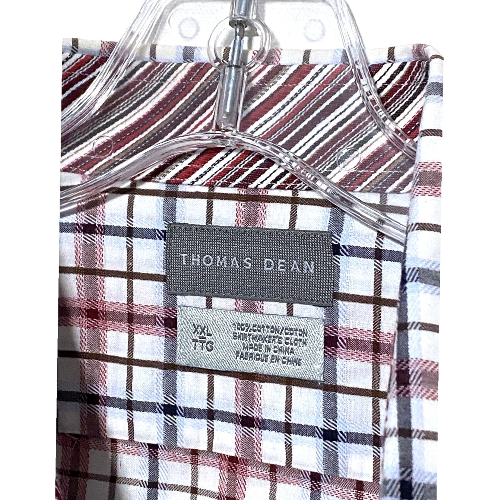Vintage Thomas Dean Button Shirt Mens XXL Checks Flip Cuff Preppy Classic Office Career Shirt Men XXL Red Check Casual Workwear Travel Size US XXL / EU 58 / 5 - 5 Thumbnail
