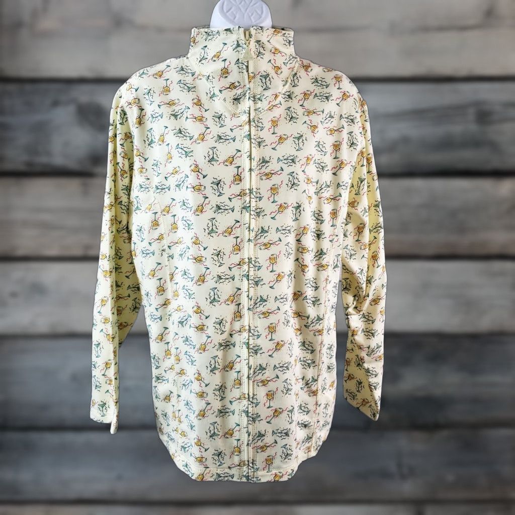 Vintage Euro Joy Womens Sweatshirt Jacket Large Yellow Green Martinis Cocktails Size L / US 10 / IT 46 - 1 Thumbnail