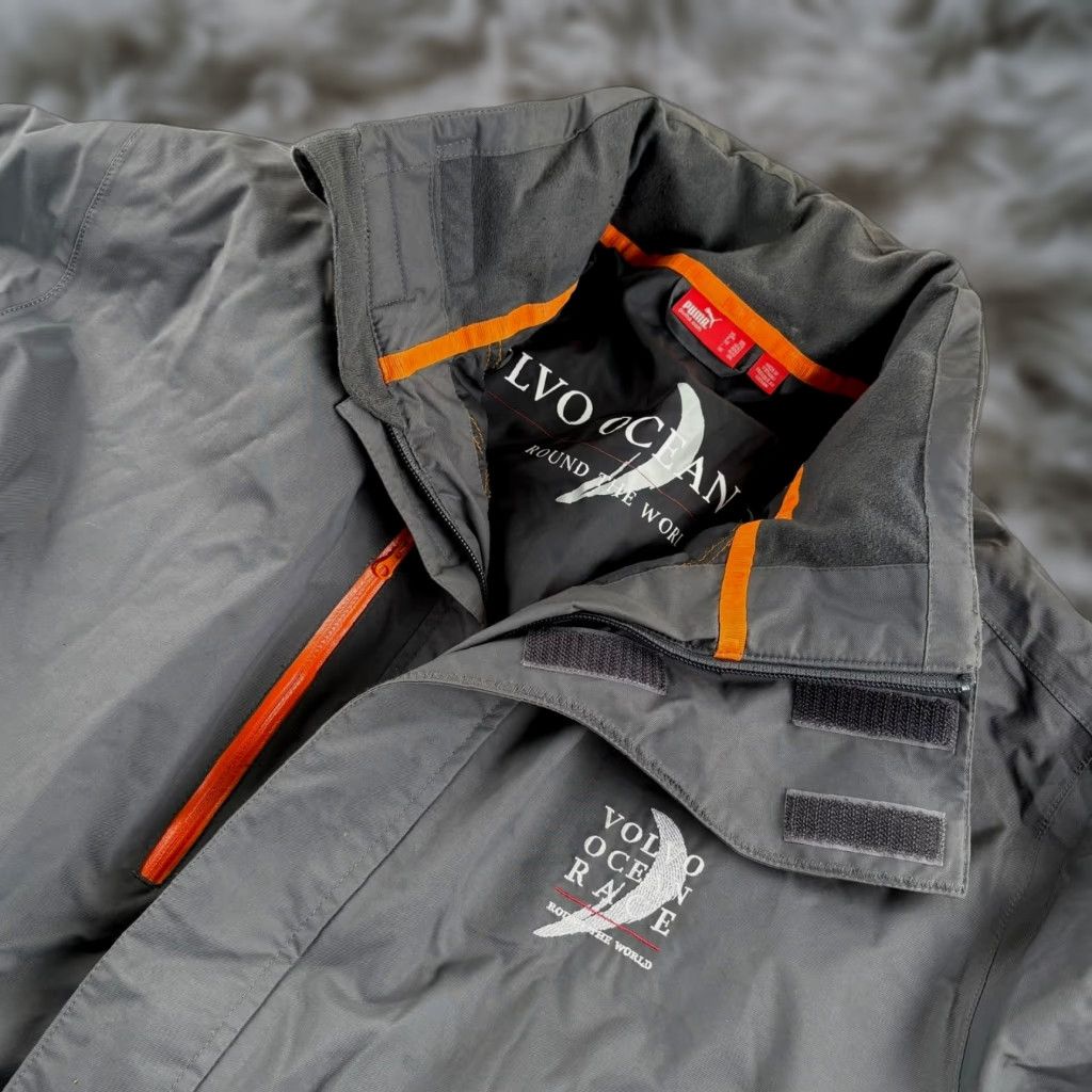 VINTAGE Puma Men's Sailing Jacket Full-Zip Nylon Gray Nautical 90s