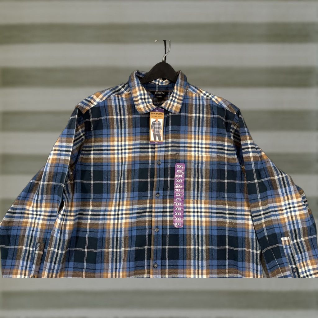 Eddie Bauer VINTAGE? (No) Eddie Bauer Flannel Shirt Mens 2XL Blue Plaid Button-Up Long Sleeve Outdoor NWT Size US XXL / EU 58 / 5 - 1 Thumbnail