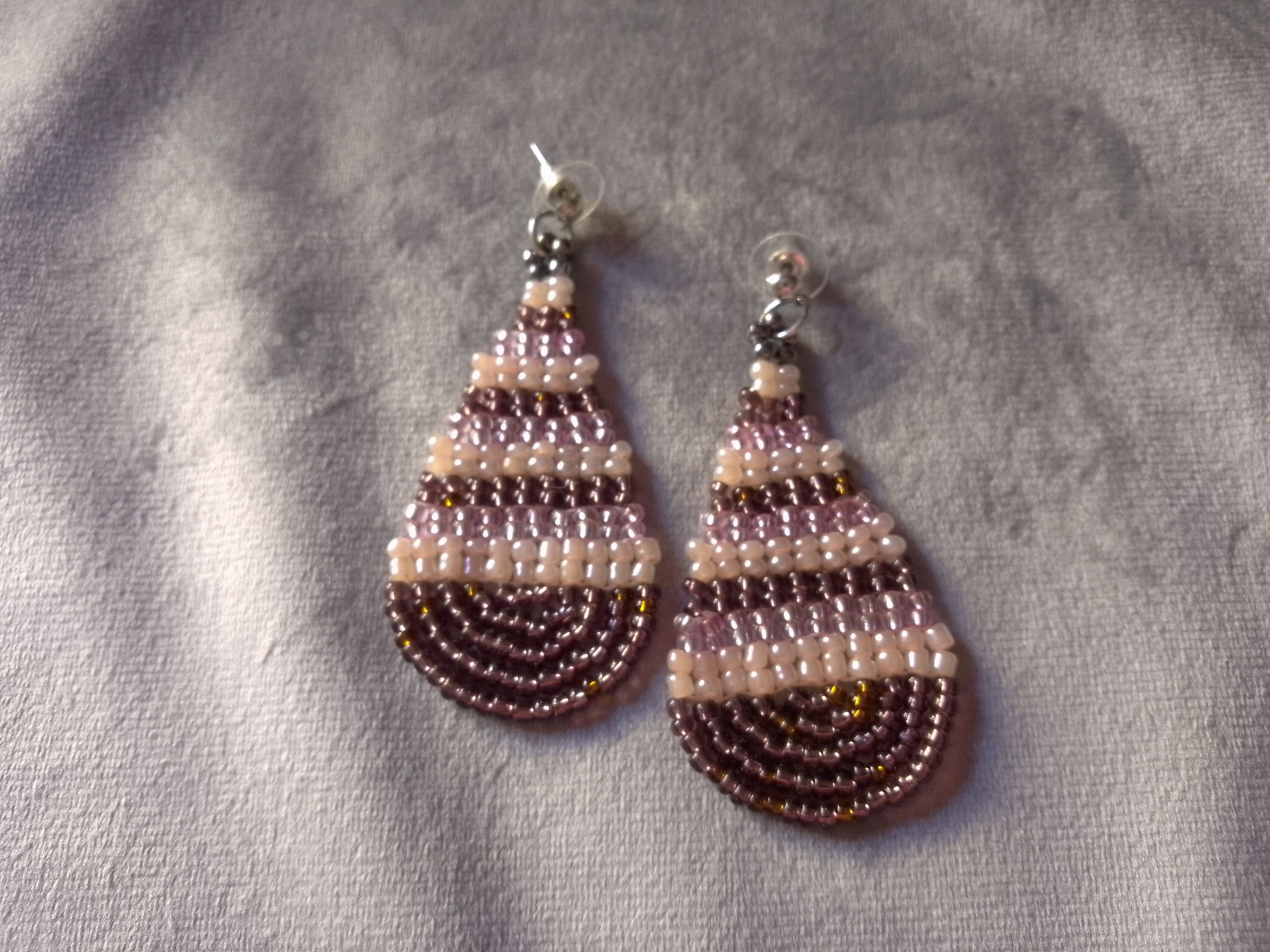 Handmade Earrings Teardrop Soft Pink Brown Ethnic Styles Beaded Size ONE SIZE - 4 Thumbnail