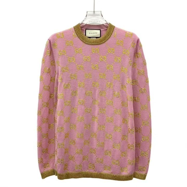 Gucci Gucci Pink Logo Monogram Rhinestone Wool Sweater Size XS / US 0-2 / IT 36-38 - 1 Thumbnail