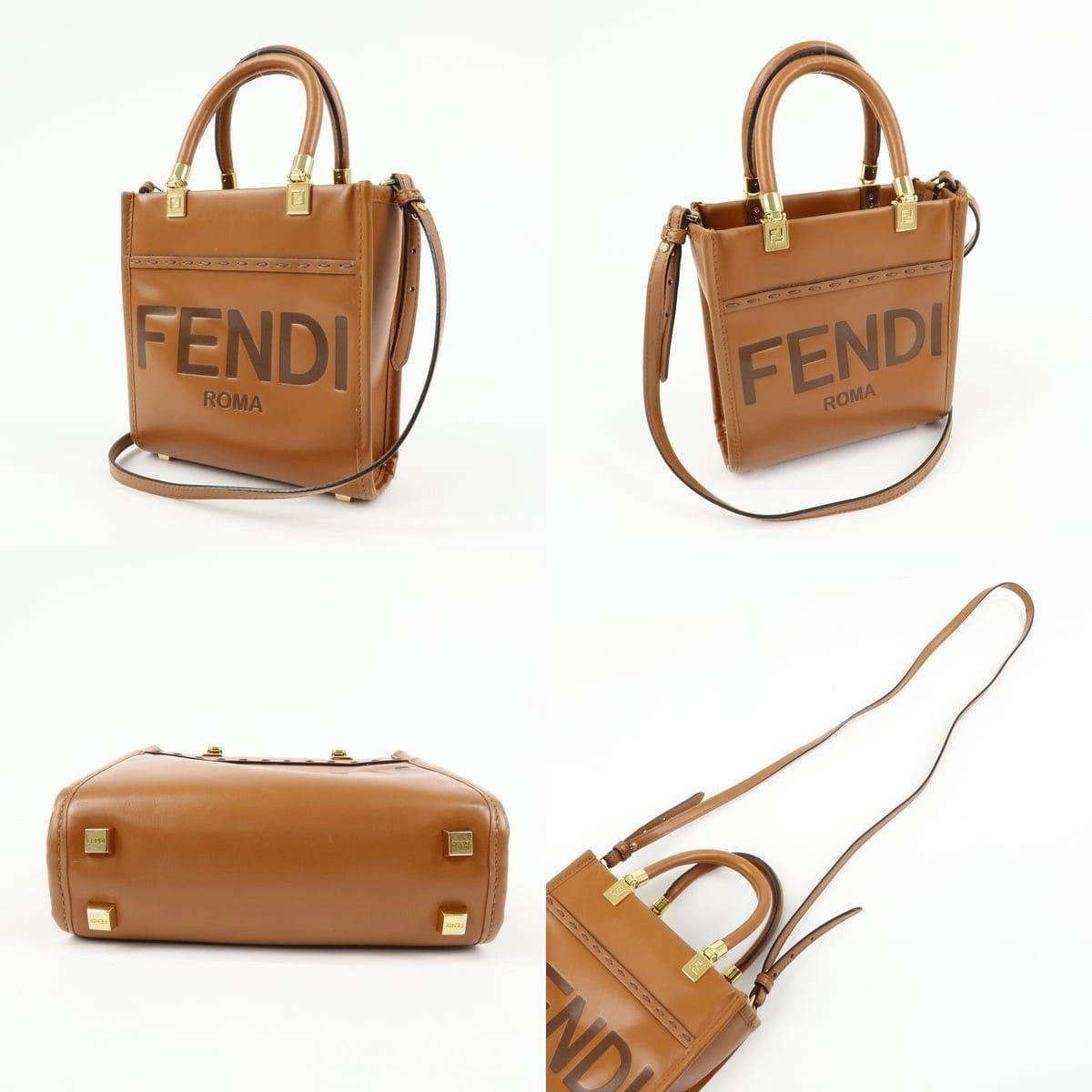 Fendi Fendi Sunshine Shopper Small Calfskin Top Handle Bag Brown Size ONE SIZE - 3 Thumbnail