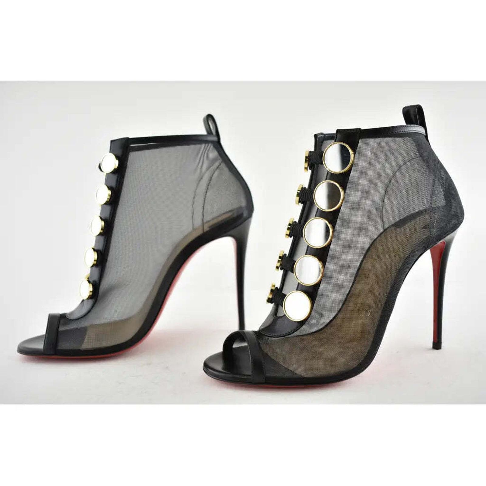 Christian Louboutin Christian Louboutin Marikate 100 Black Mesh Peep Toe Ankle Size US 7 / IT 37 - 9 Thumbnail