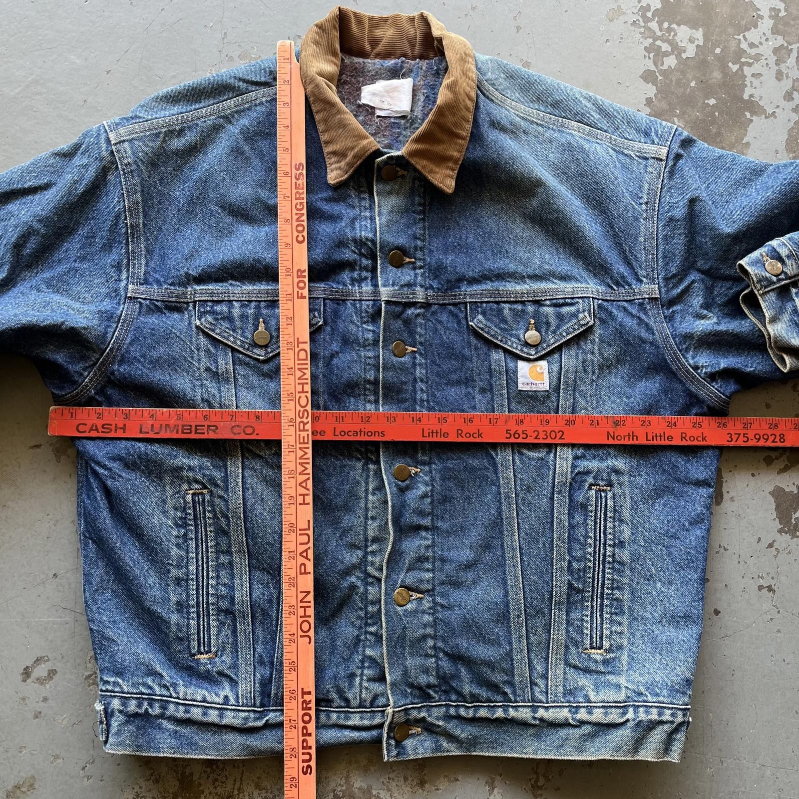 Carhartt × Vintage Vintage Denim Carhartt Aztec Blanket Lined Trucker Jacket Size US XL / EU 56 / 4 - 4 Thumbnail