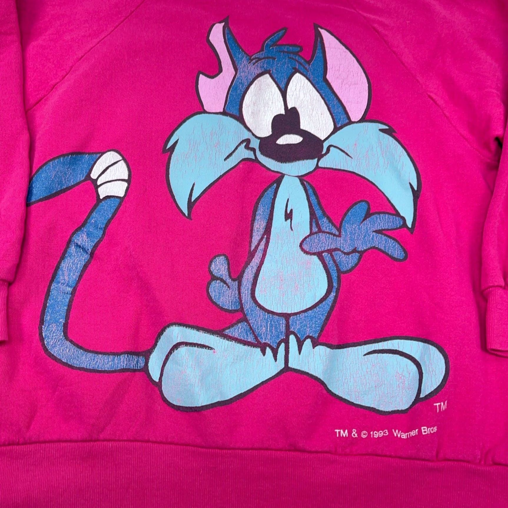 Vintage VINTAGE Warner Bros. Looney Tunes Sweatshirt Unisex Adults XL Pink Crew Neck Calamity Coyote AOP 90s Sweatshirt Size US XL / EU 56 / 4 - 5 Thumbnail
