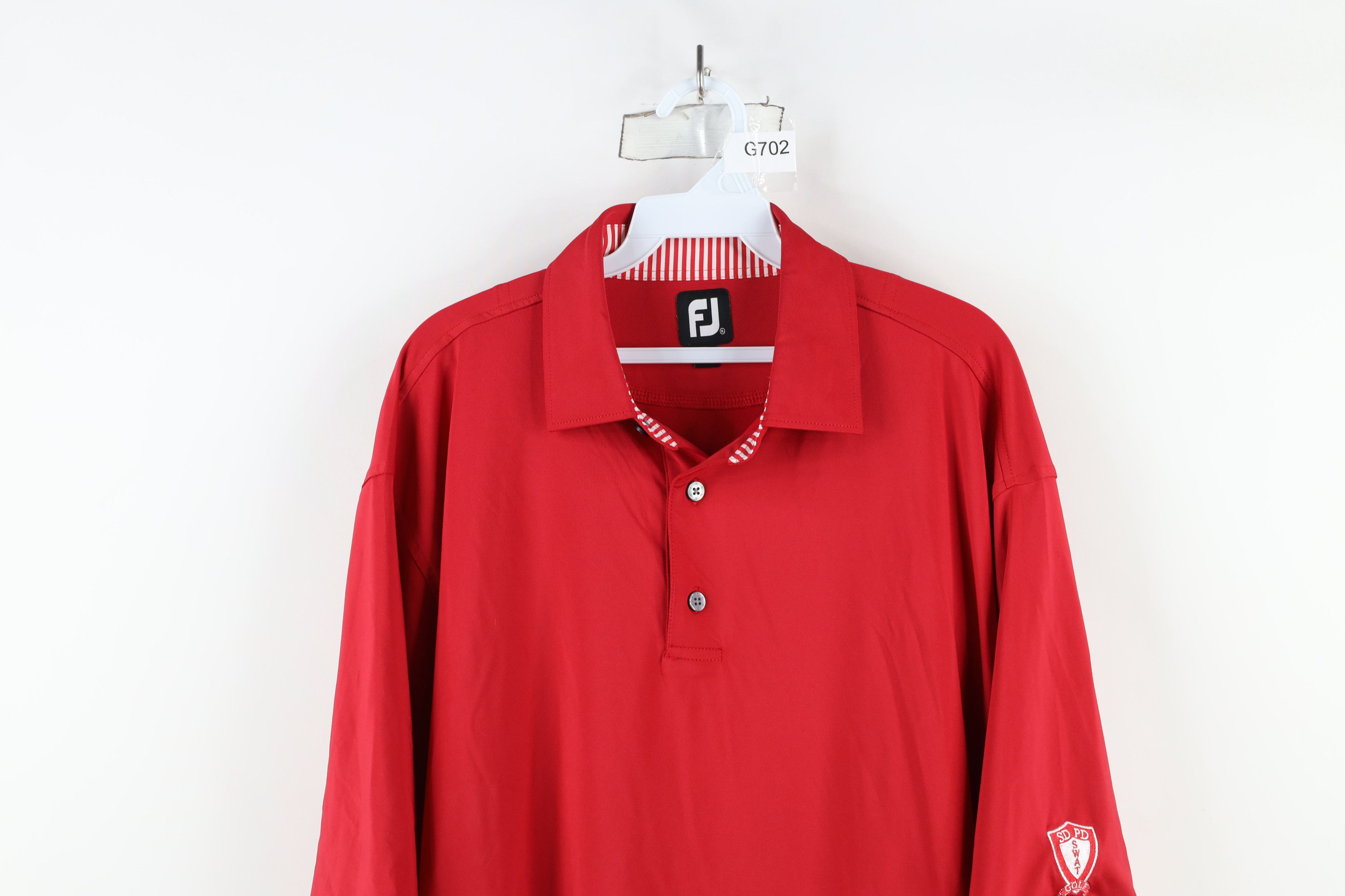 Footjoy × Vintage FootJoy Police Department Swat Golf Stretch Polo Shirt Red Size US XL / EU 56 / 4 - 2 Thumbnail
