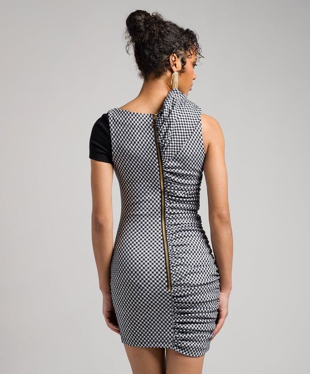 Balmain o1s1wg110825 Vichy Draped Jersey Dress in Black Size M / US 6-8 / IT 42-44 - 3 Thumbnail