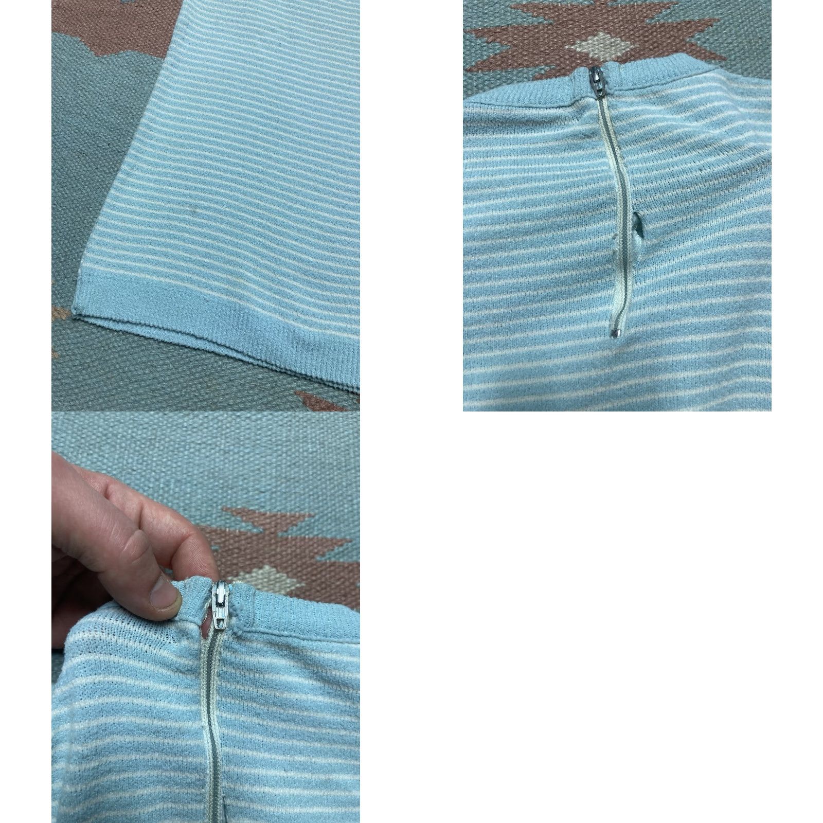 Vintage VINTAGE 60s 70s short sleeve t shirt striped textured blue women’s large Size L / US 10 / IT 46 - 8 Thumbnail