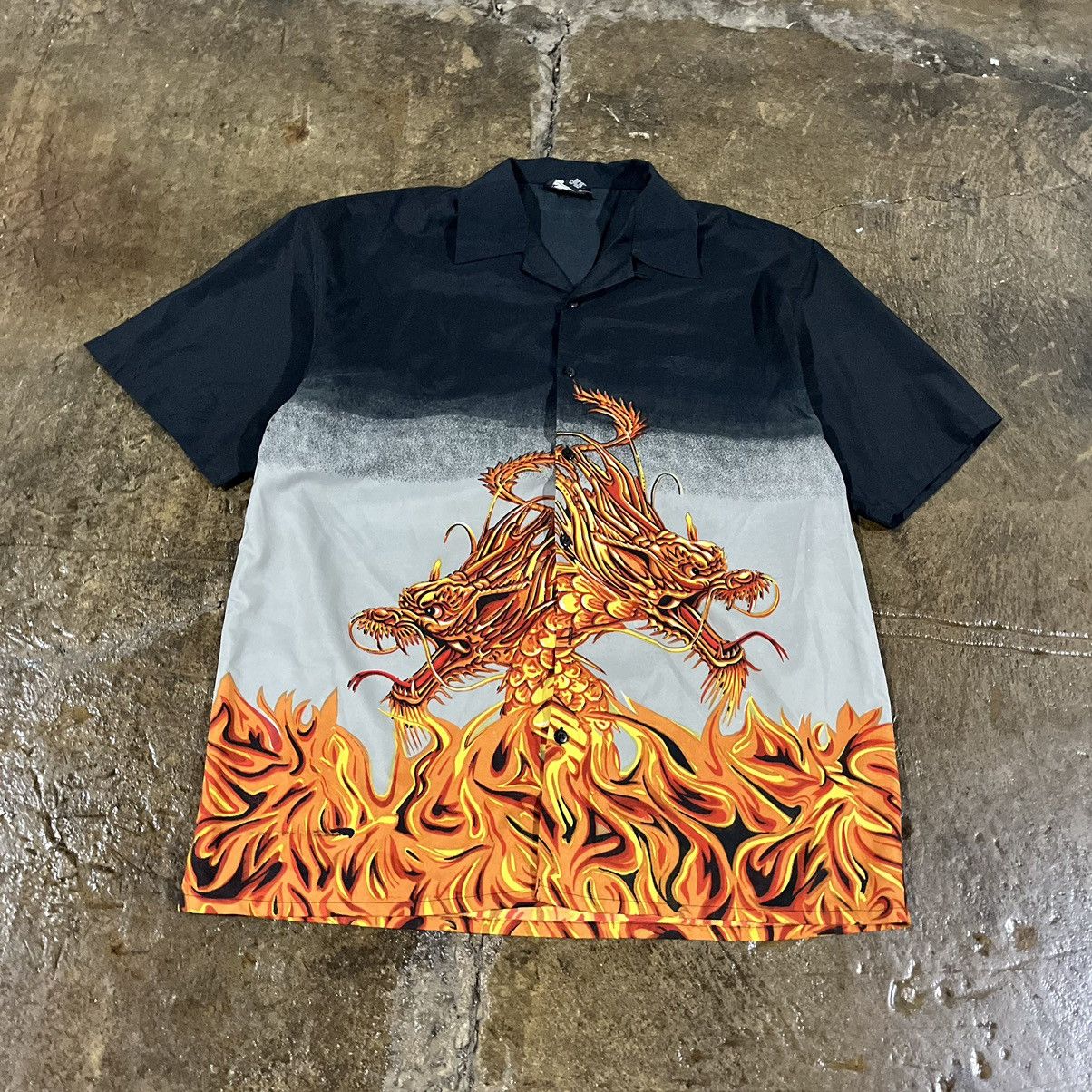 JNCO × Southpole Crazy Y2K JNCO Style Flames Dragon Grunge Goth Button Up Size US XL / EU 56 / 4 - 3 Thumbnail