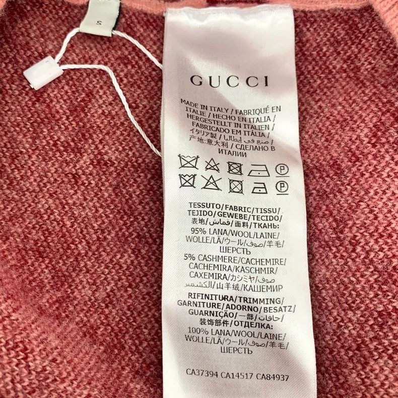 Gucci Gucci Pink logo jacquard full-print V-neck wool long-sleeve Size US S / EU 44-46 / 1 - 6 Thumbnail
