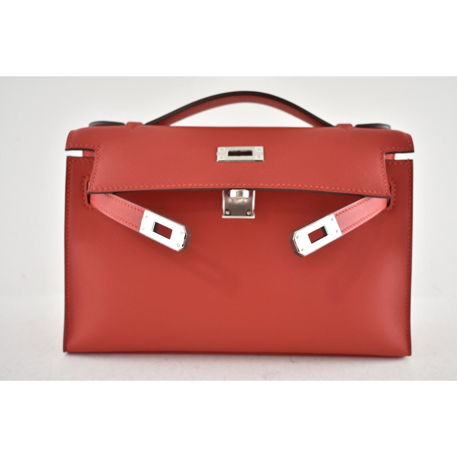 Hermes Hermes Mini Kelly Rouge Red Palladium Hardware Clutch Bag Size ONE SIZE - 20 Thumbnail