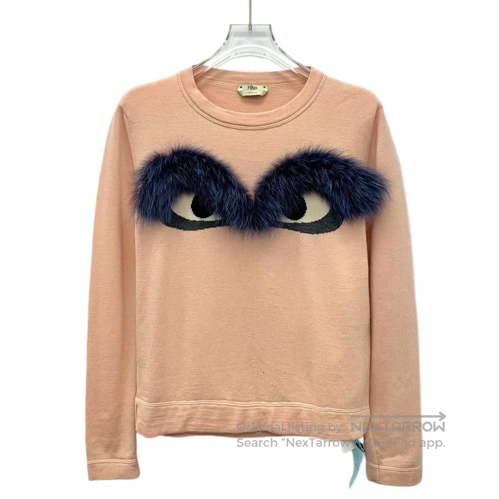Fendi Fendi Nude Pink Feather Monster Eye Wool Sweater. Size S / US 4 / IT 40 - 1 Thumbnail