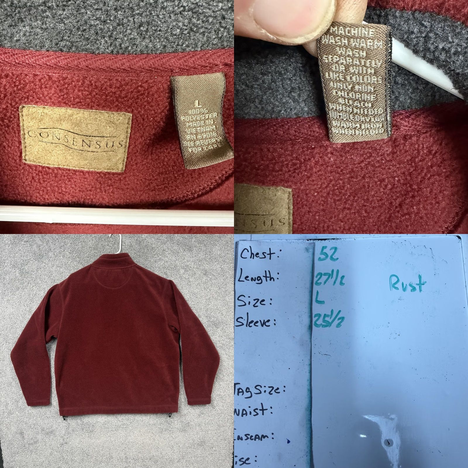 Vintage Consensus Jacket Mens L Red Fleece Full Zip Autumn Y2K Cabincore Hiking Casual Travel Pockets Stainless Size US L / EU 52-54 / 3 - 8 Thumbnail