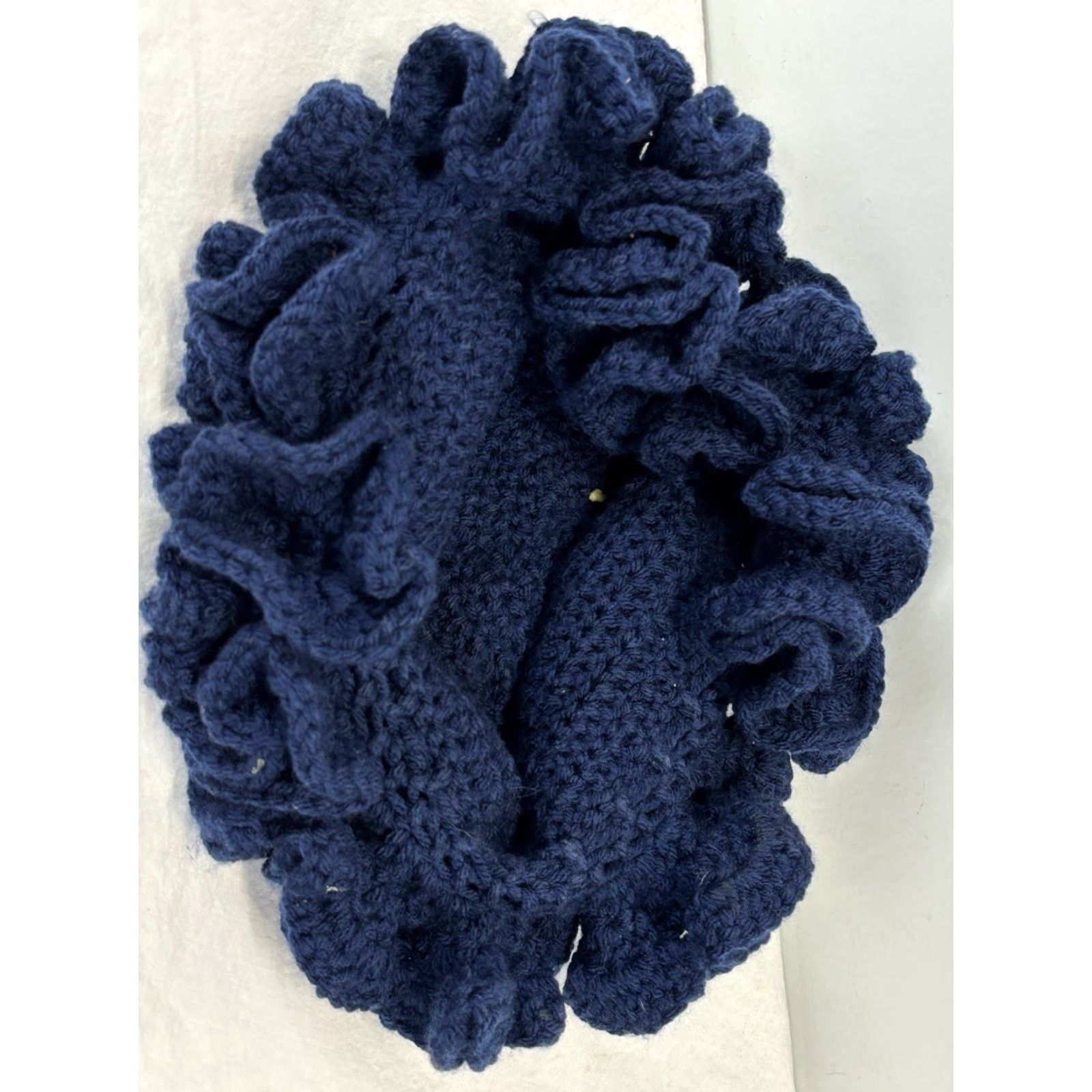 Vintage VINTAGE Handmade Crochet Bucket Hat Ruffle Brim Navy Blue One Size Floppy Funky Indie Women Boho Hippie Retro Casual Size ONE SIZE - 6 Thumbnail
