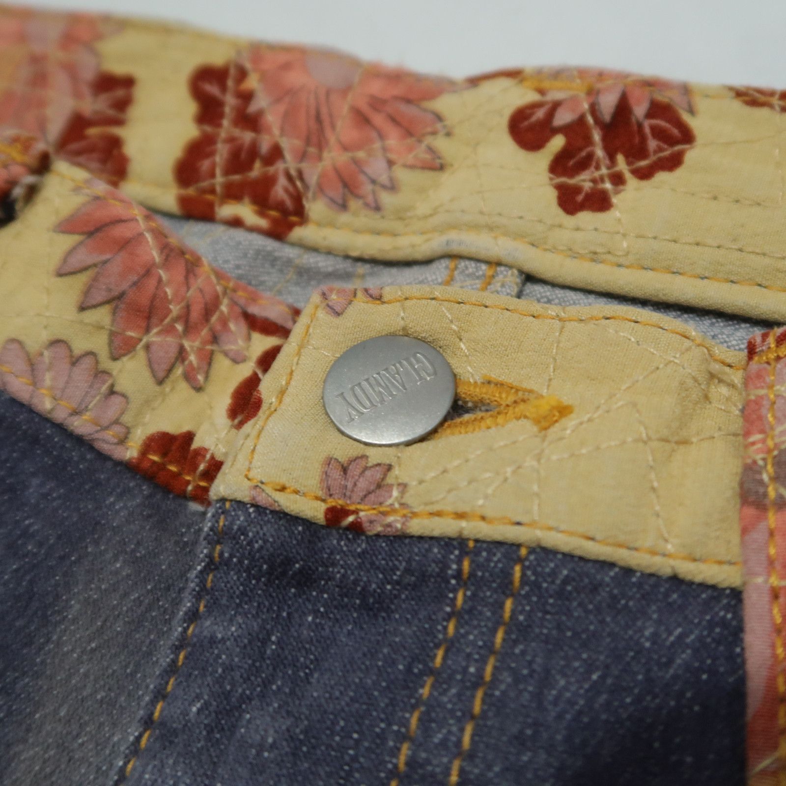 Japanese Brand 1990s Vintage Glamdy Karakuri Tamashii Boro Denim Floral Size US 30 / EU 46 - 4 Thumbnail