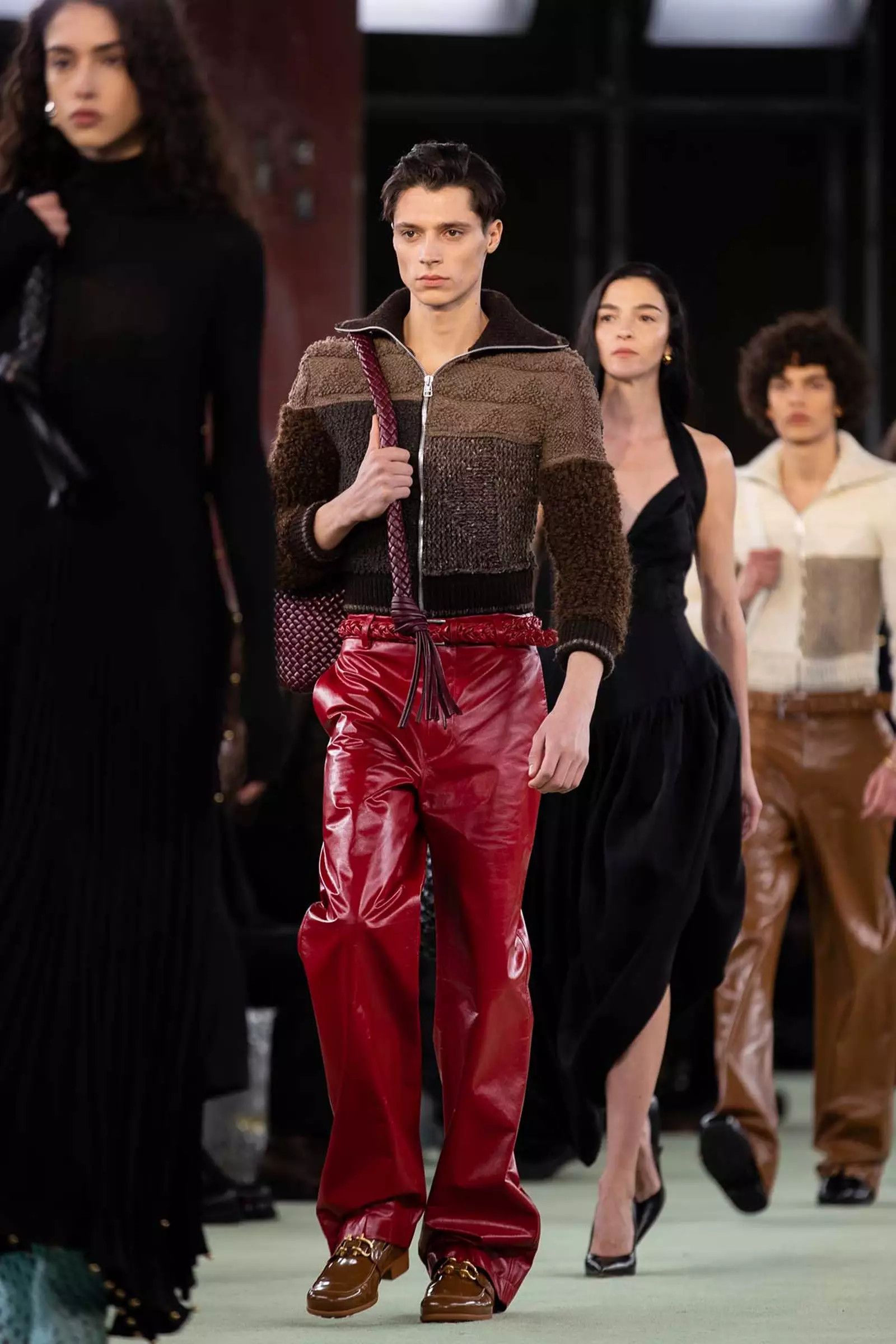 Bottega Veneta Shiny Red Straight-Leg Lambskin Leather Trousers Size US 38 / EU 54 - 3 Thumbnail