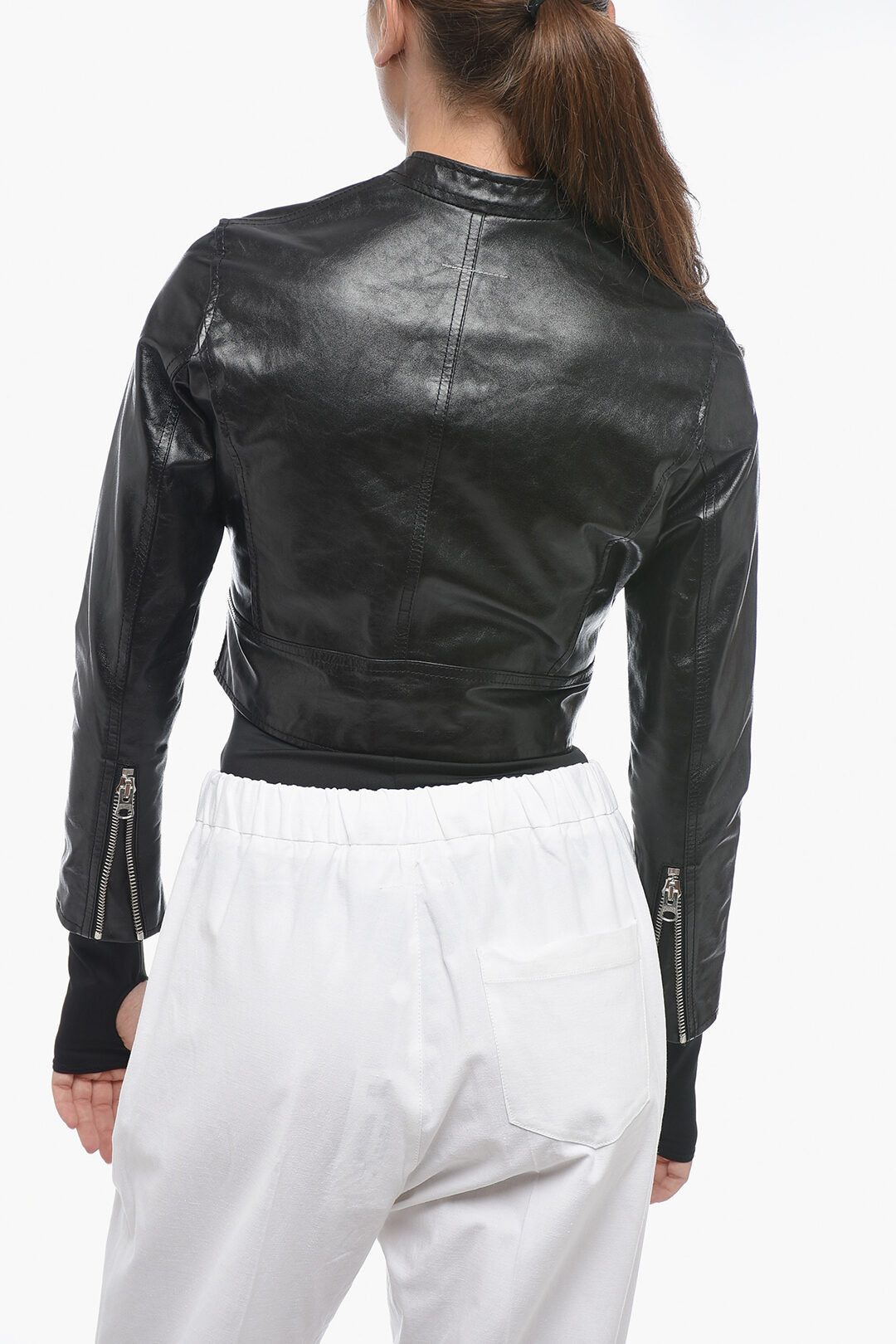 Maison Margiela og1mm1224 Leather Cropped Fit Jacket in Black Size S / US 4 / IT 40 - 2 Thumbnail