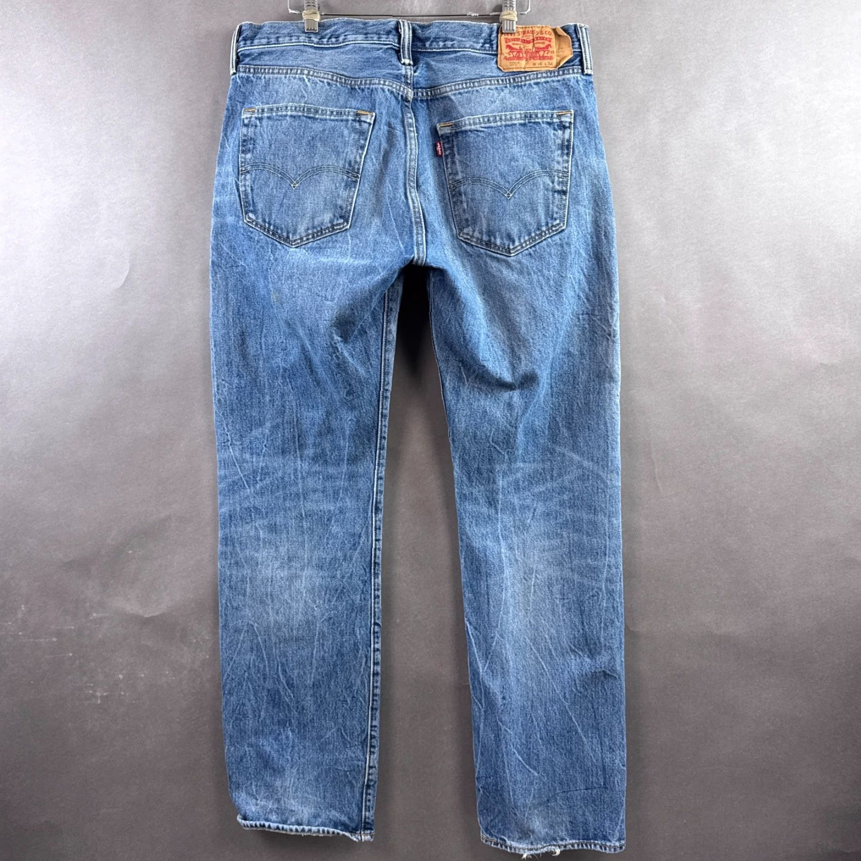 Levi's Levi's 501 Jeans Mens 36x34 Blue Button Fly Denim Pants Straight Classic" Size US 36 / EU 52 - 4 Thumbnail