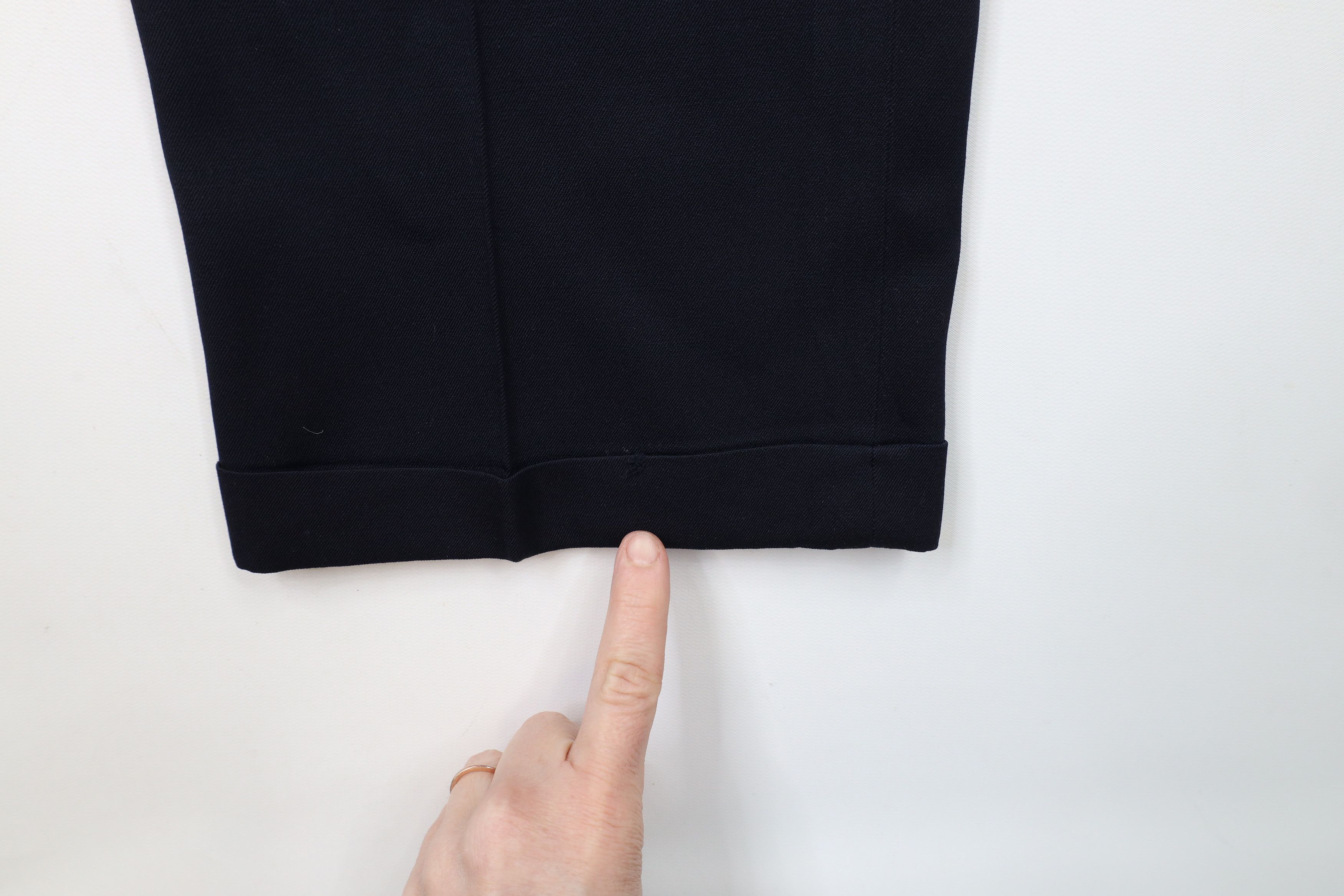 Lands' End × Vintage Vintage 90s Lands End Cuffed Wool Chino Pants Navy Blue USA Size US 36 / EU 52 - 6 Thumbnail