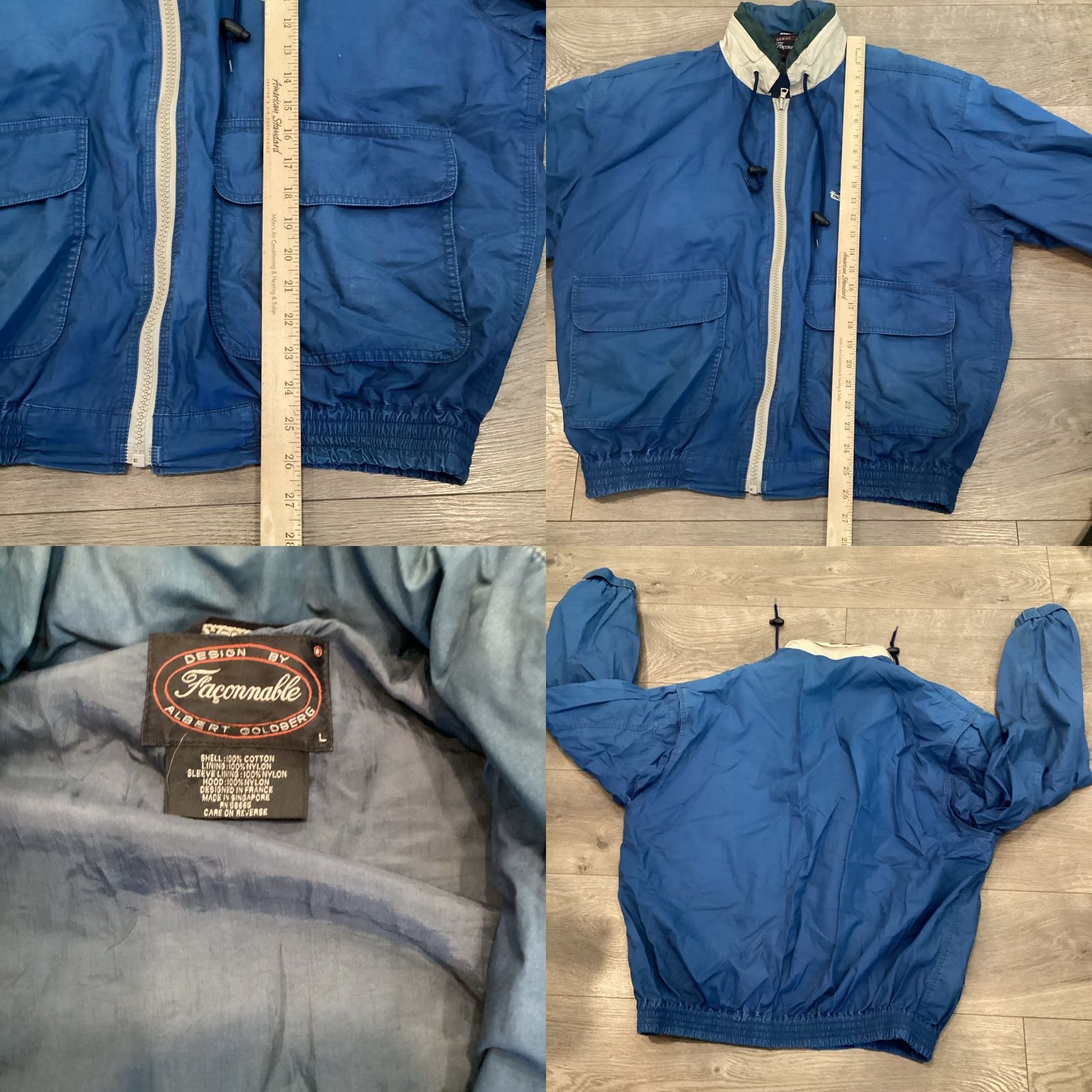Faconnable VINTAGE Faconnable Military Jacket Cotton Blend Men's Large Blue Softshell Size US L / EU 52-54 / 3 - 8 Thumbnail