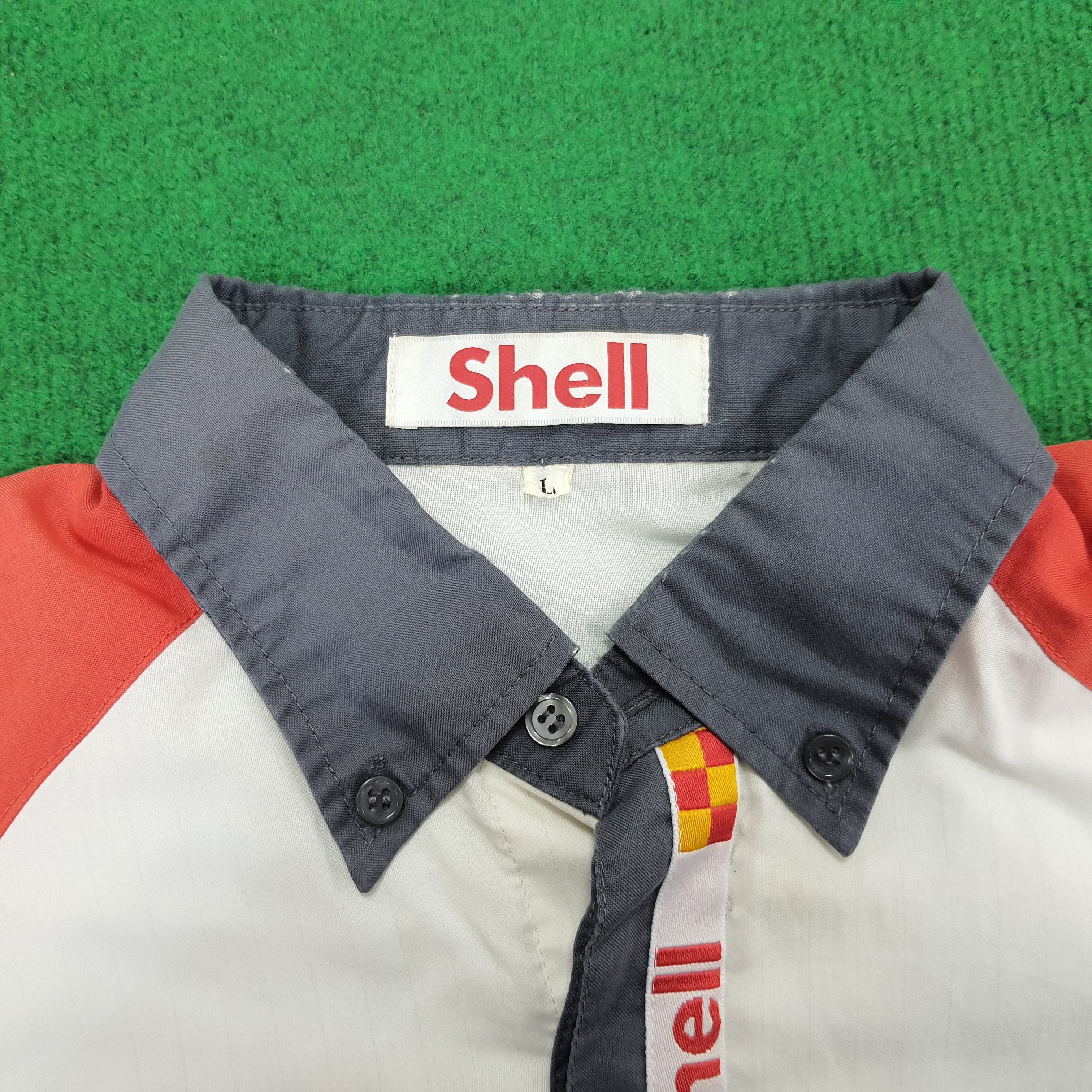 Vintage Vintage Shell Motorsports Oil Uniform Staff Shirt Size US L / EU 52-54 / 3 - 4 Thumbnail