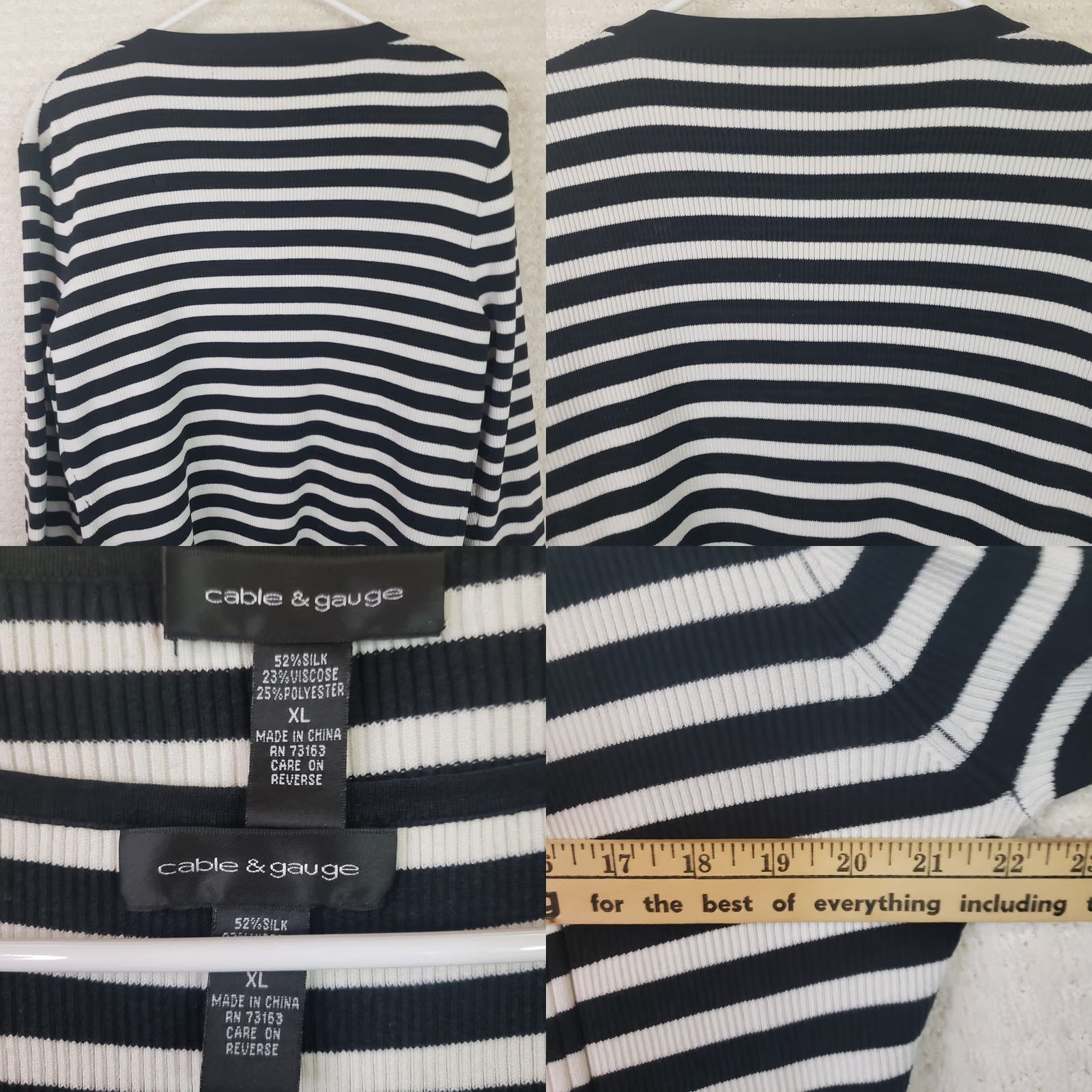 Vintage Cable & Gauge 2-Piece Set Black White Stripe Sleeveless Top Sweater XL Women Men? Size XL / US 12-14 / IT 48-50 - 8 Thumbnail