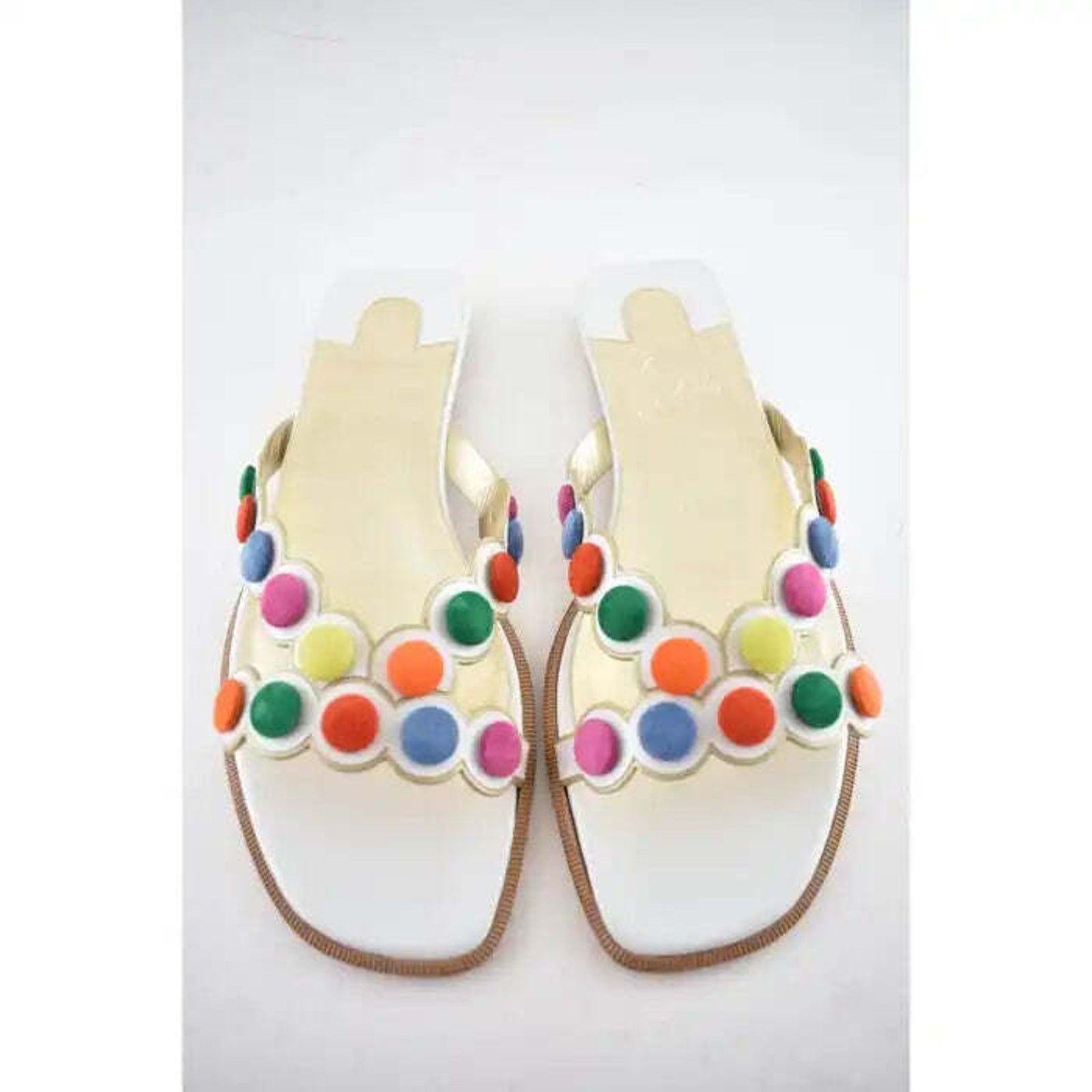 Christian Louboutin Christian Louboutin Smarta Flat White Multicolor Slide Slip Size US 10 / IT 40 - 5 Thumbnail