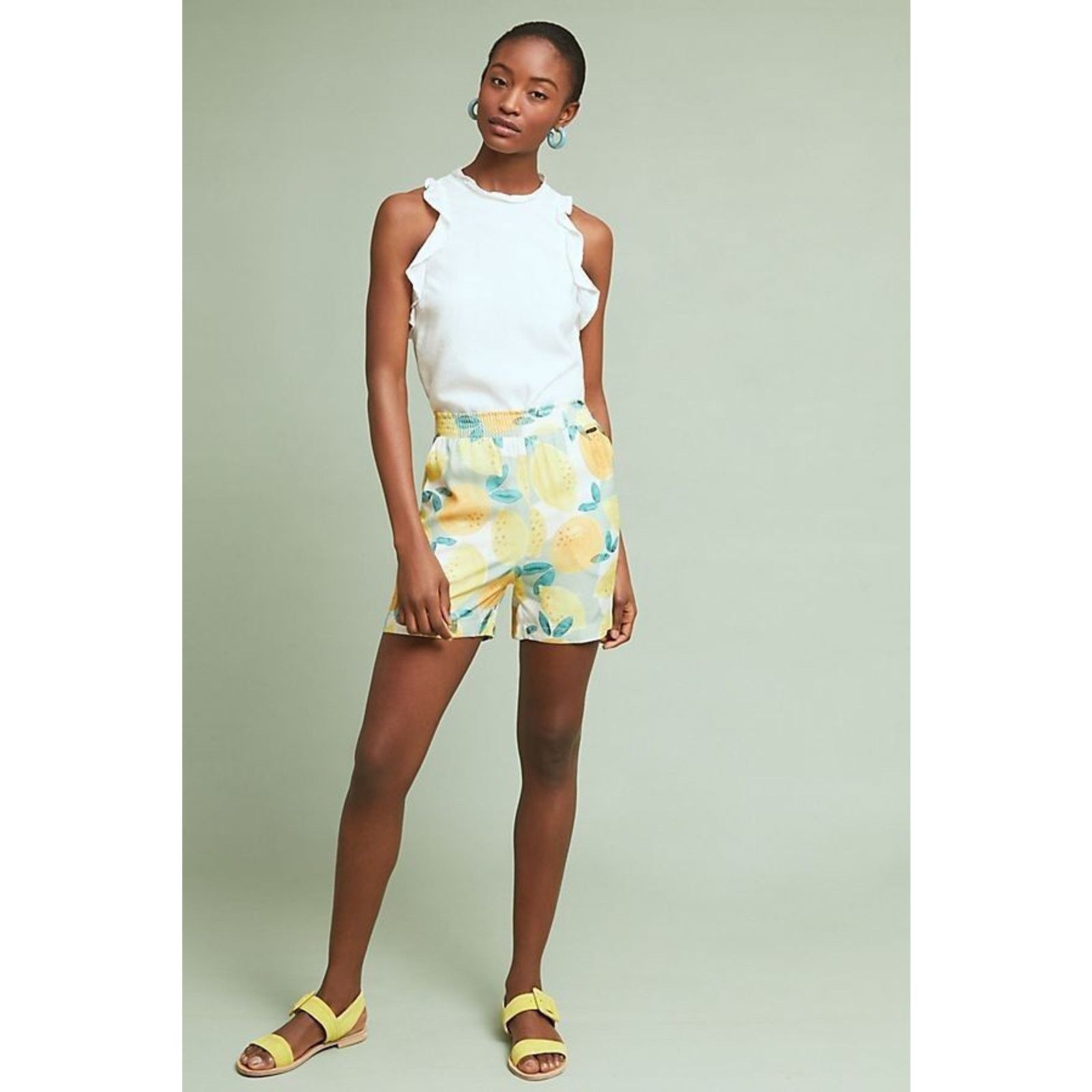 Anthropologie New Anthropologie Costanza Silky Shorts Numph Yellow Motif Size 30" / US 8 / IT 44 - 2 Thumbnail