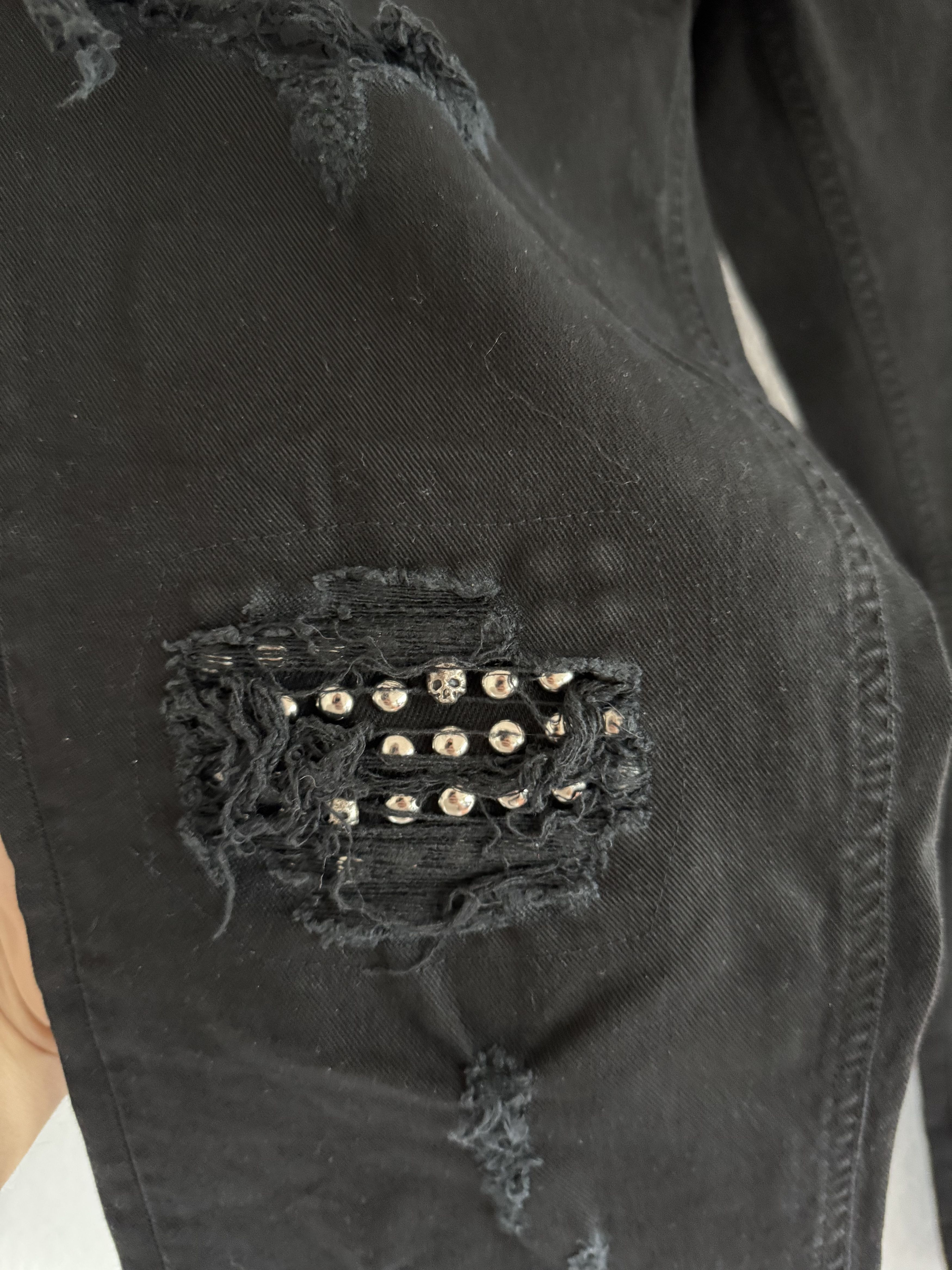 Just Cavalli Studded Distressed Slim Jeans Size US 33 - 8 Thumbnail