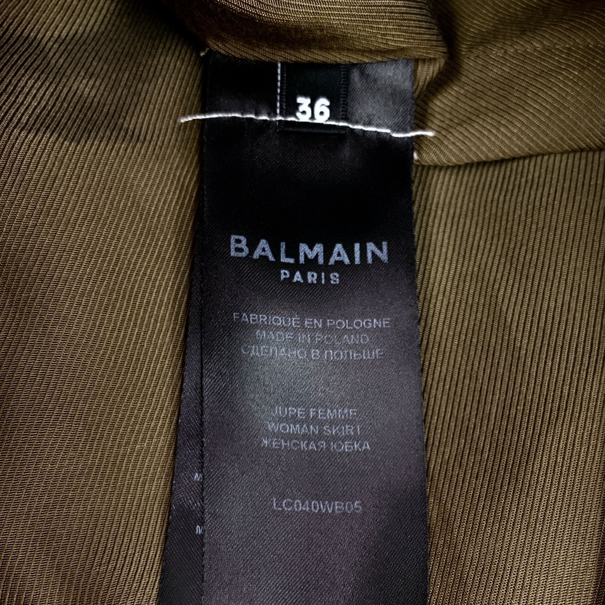 Balmain Balmain Paris Dark Brown Wool Blend Buttoned Irregular Skirt Size 26" / US 2 / IT 38 - 4 Thumbnail