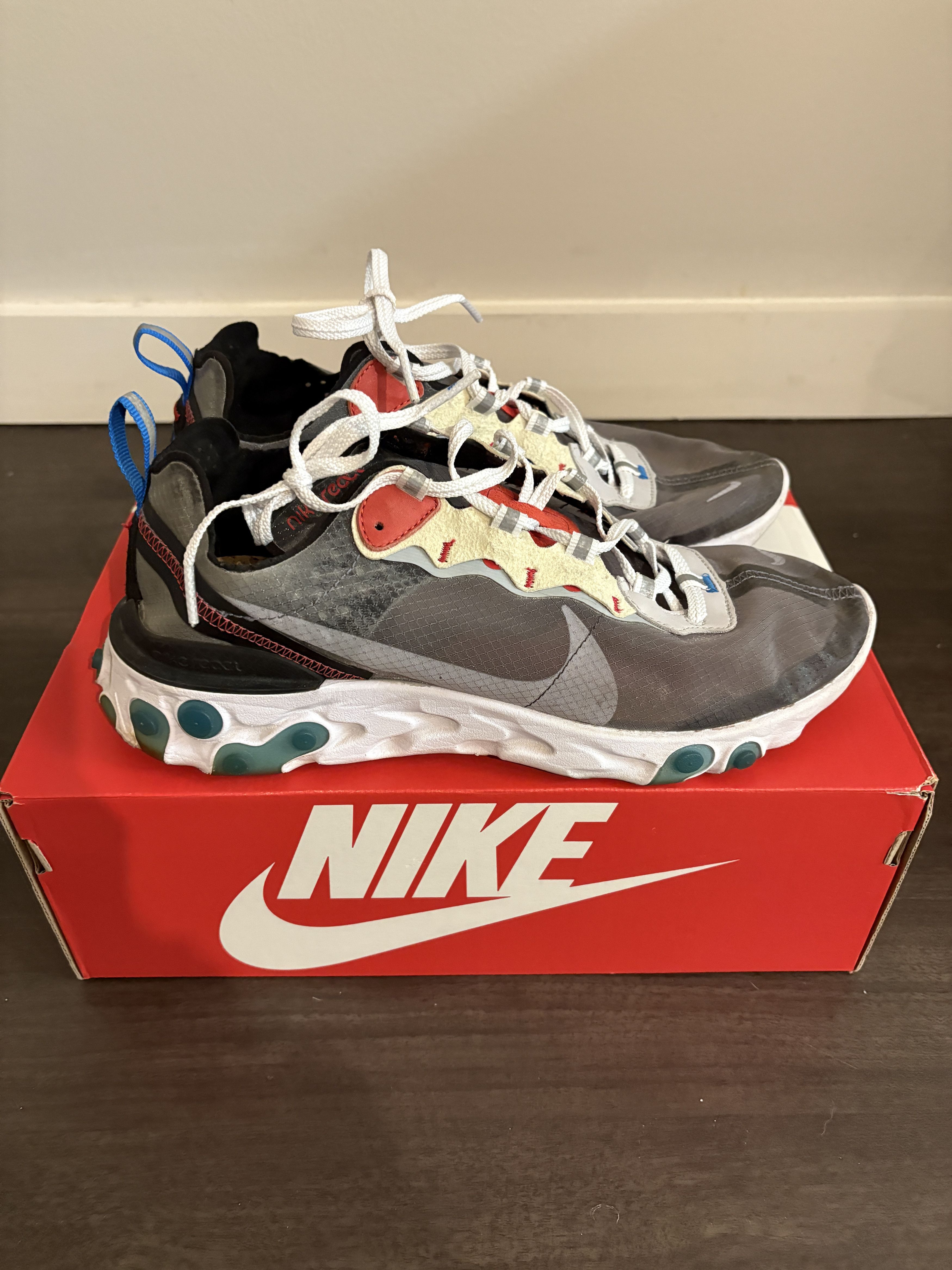 Nike React Element 87 Dark Grey/Pure Platinum-Photo Blue Size US 9 / EU 42 - 4 Thumbnail
