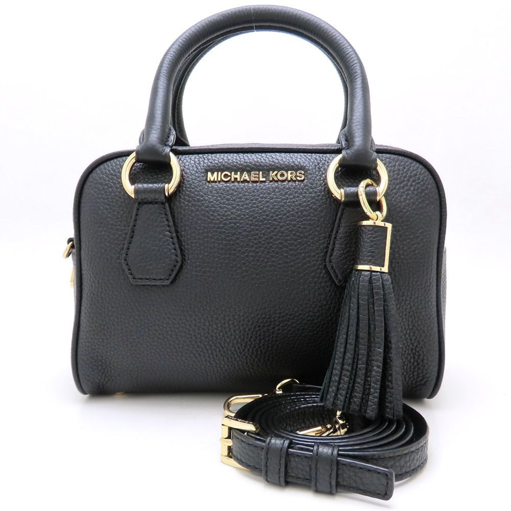 Michael Kors Bedford Tassel Satchel Bag Handbag Leather Black 352328, Women's